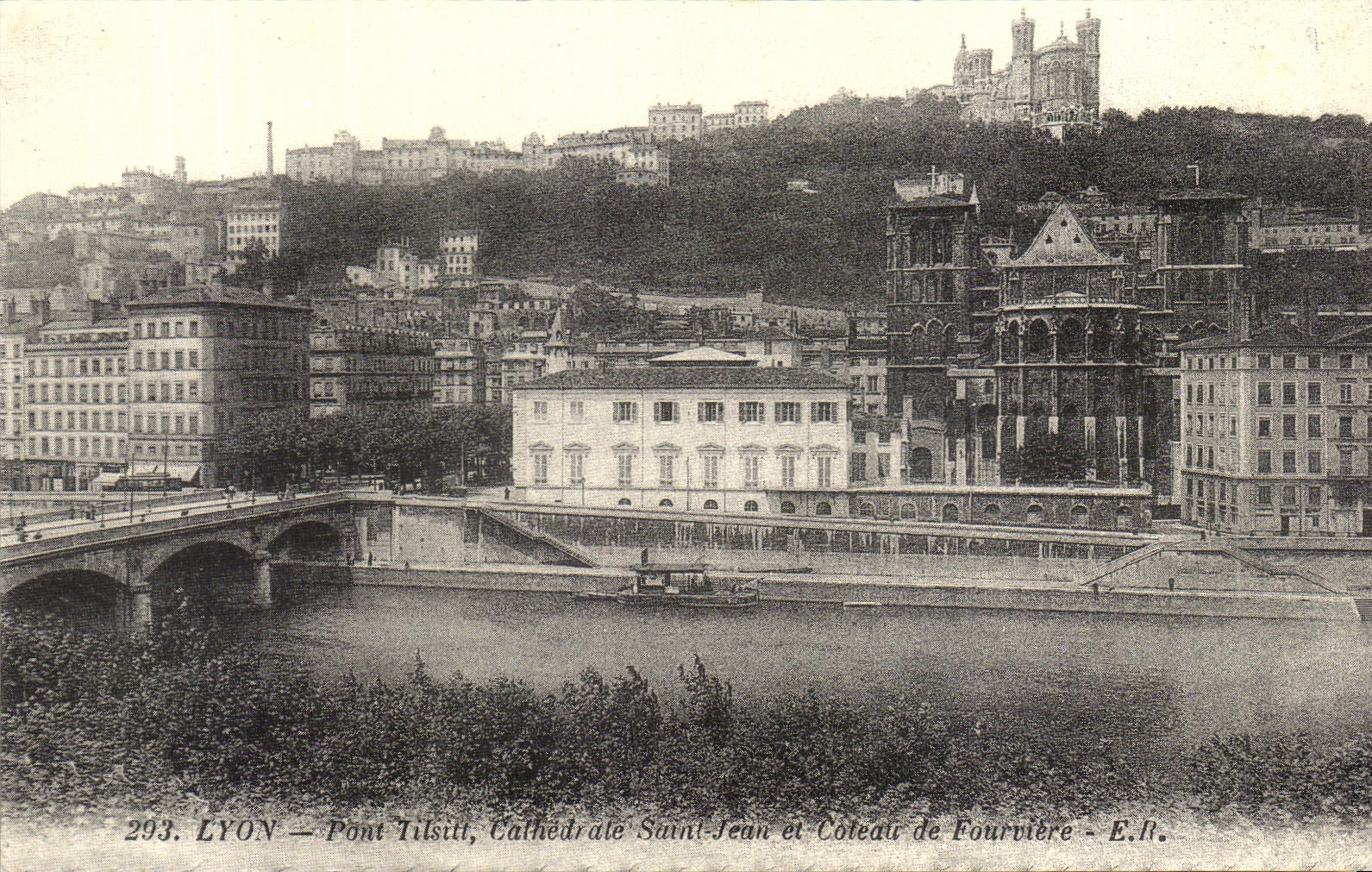 REPRO Lyon Bridge Tilsitt Cathedral Saint Jean and Coteau of Fourviere