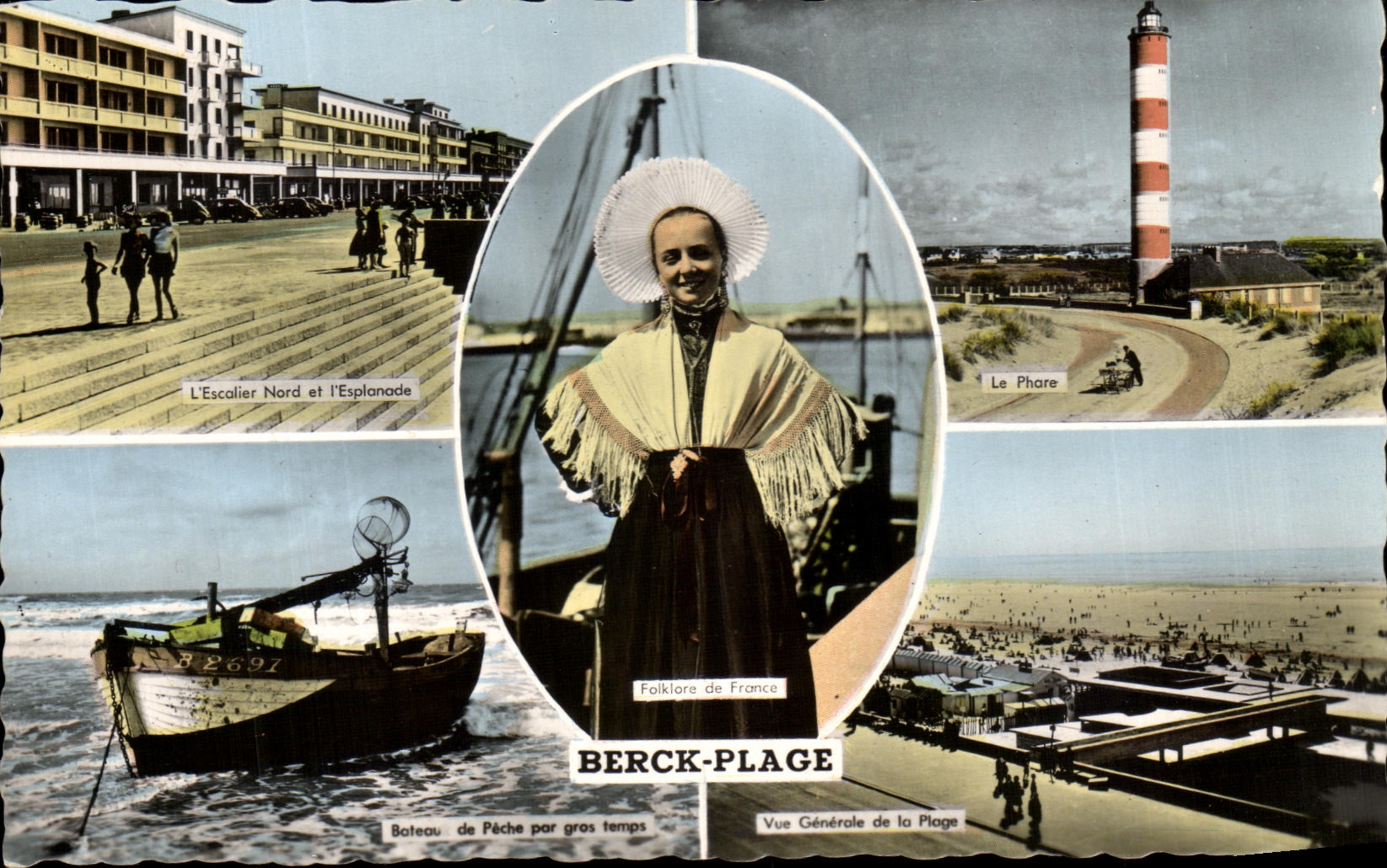 CPA Berck Places Fishing Vessel by heavy weather Phare Folklore Beach