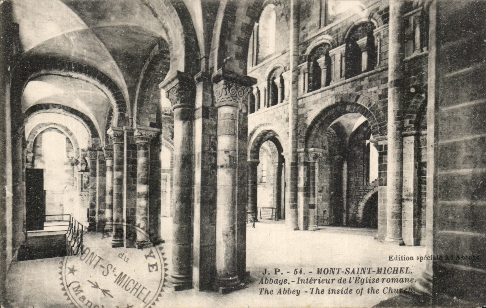 Interior CPA Mont Saint Michel Abbey Of the Romance church