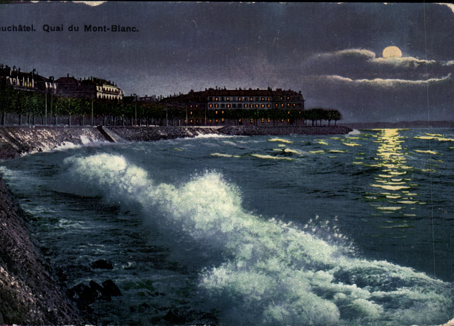 CPA Quai Du Mont Blanc Neuchatel Suisse