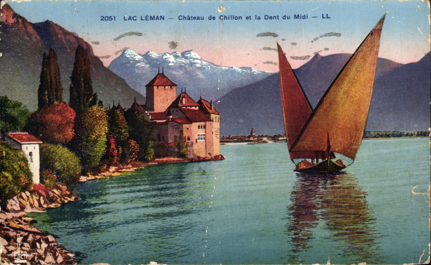 CPA Lac Leman Chateau de Chillon et la Dent du Midi