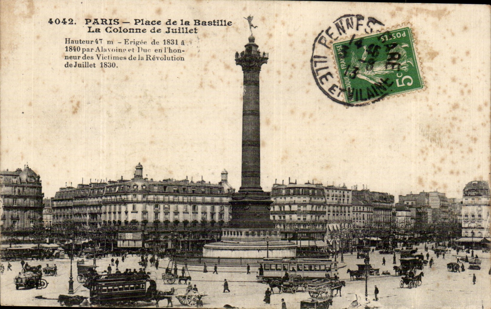 CPA Paris Places Bastille the Column of July