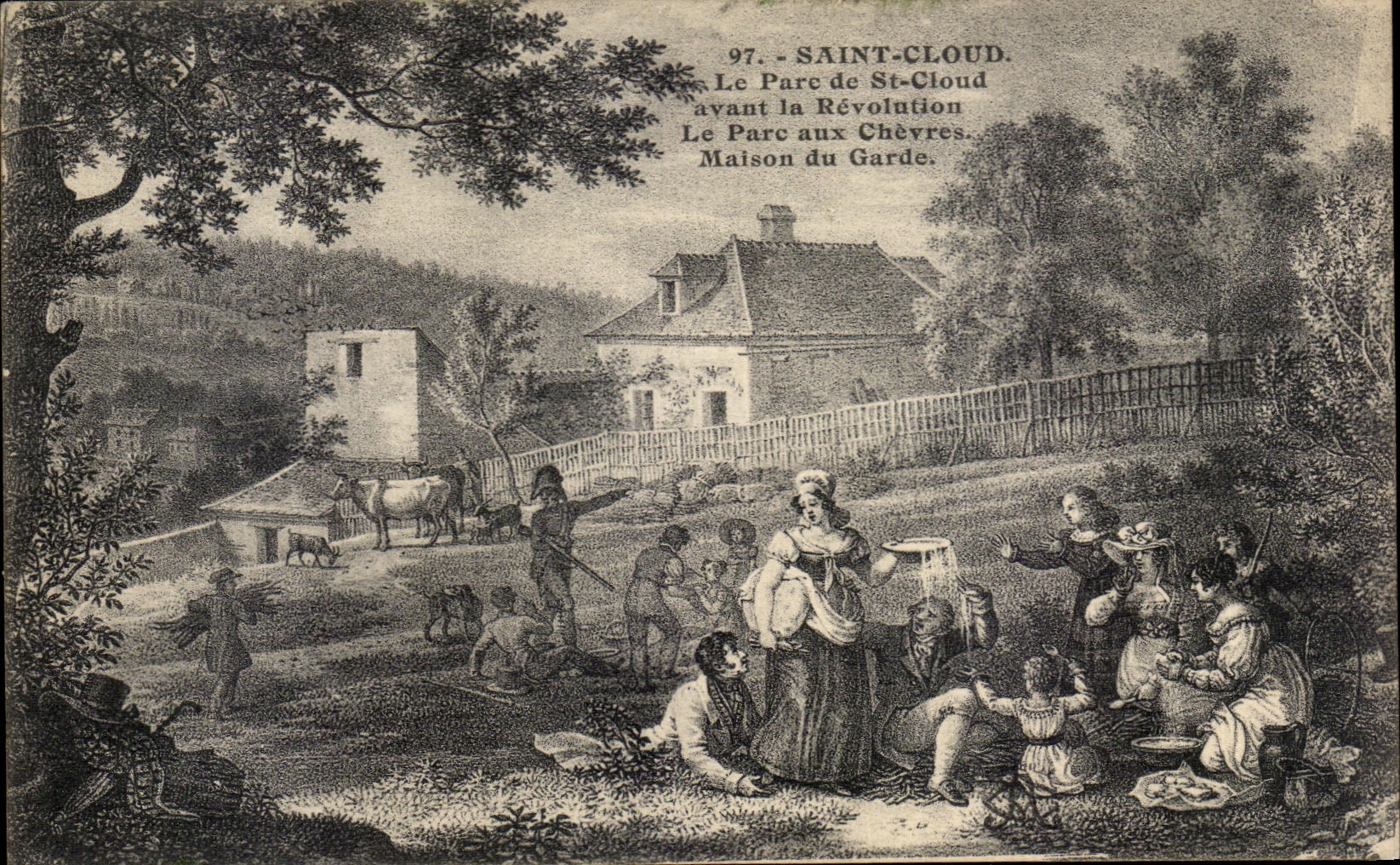 CPA Saint Cloud the Park of St Cloud before the Revolution the Park with the Goats House of the Guard