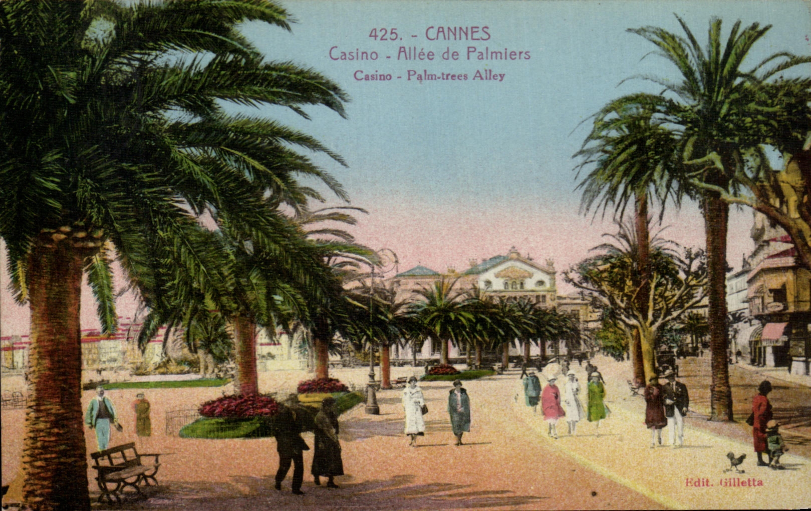 CPA Cannes Casino Allee of Palm trees there