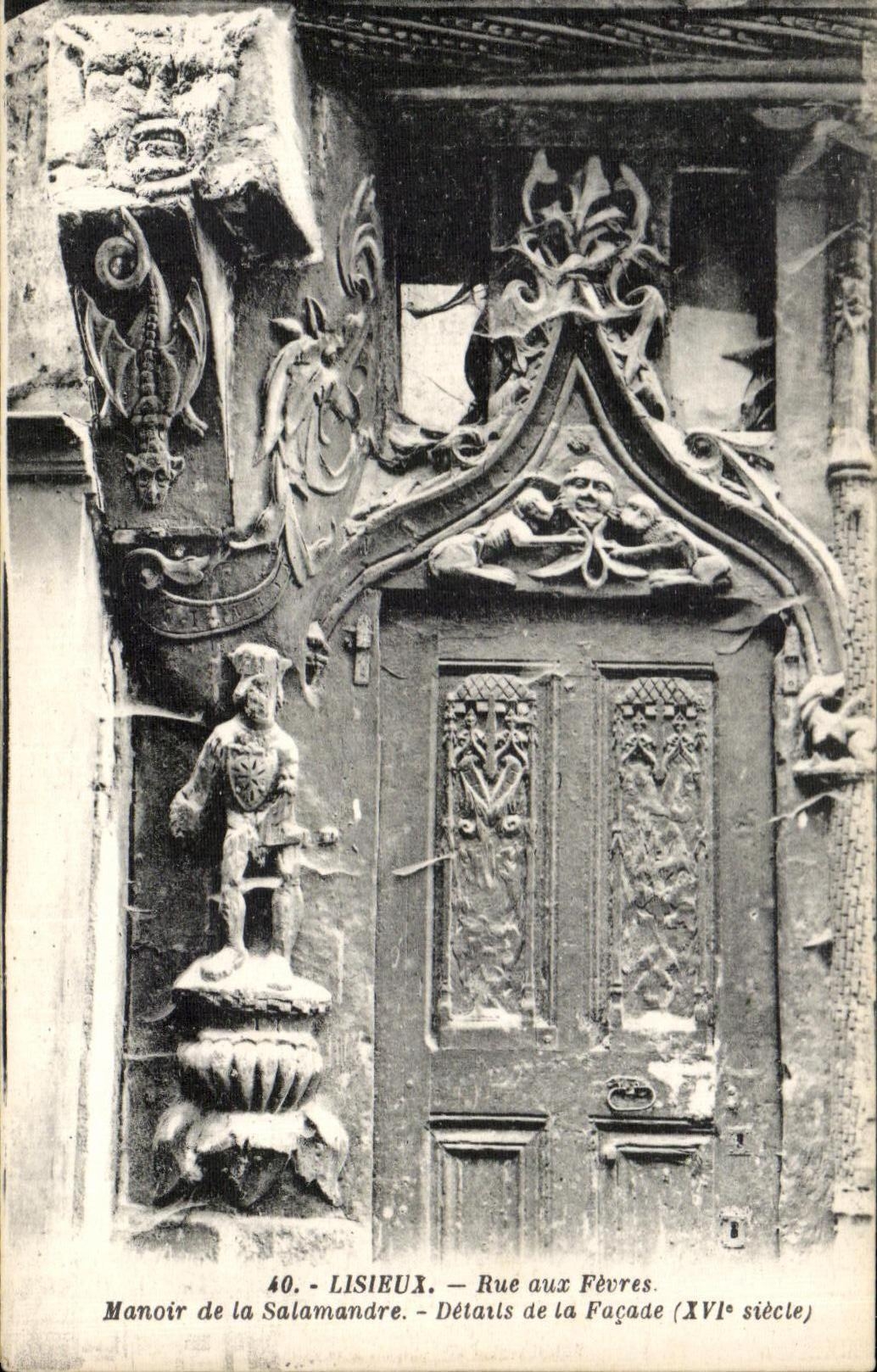 CPA Lisieux Street with the Boilermen Manor of the Salamander Details of the Frontage