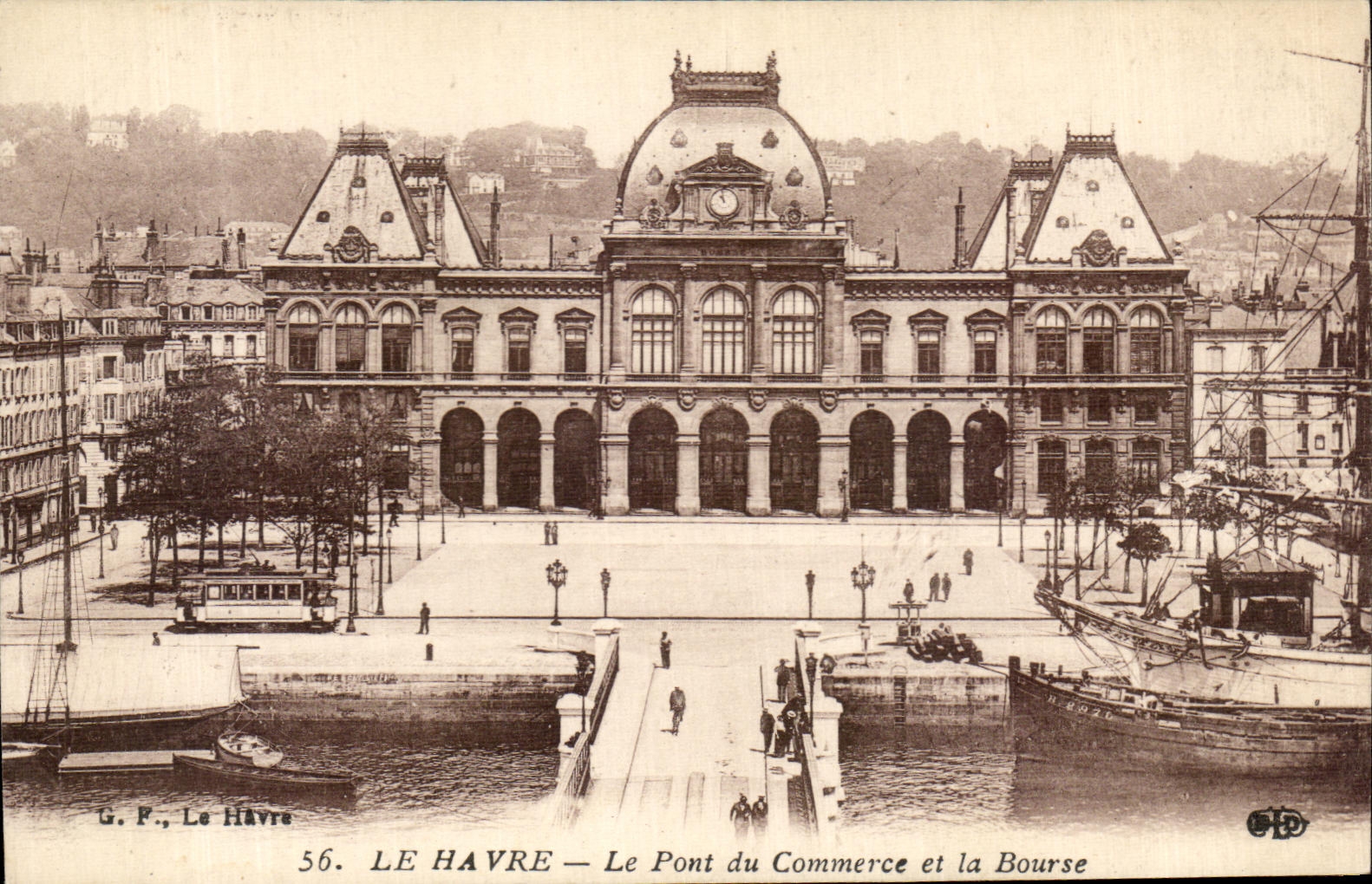 CPA Le Havre the Bridge Commercial and the Stock Exchange Boat