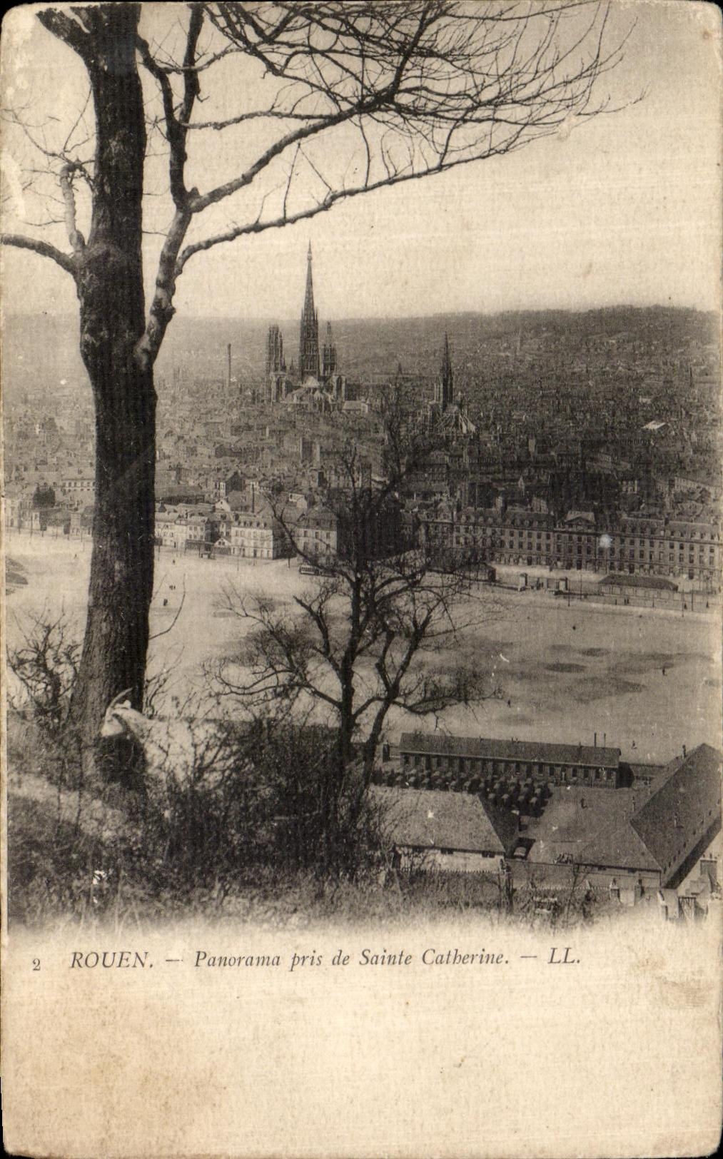 CPA Rouen Panorama taken of Sainte Catherine