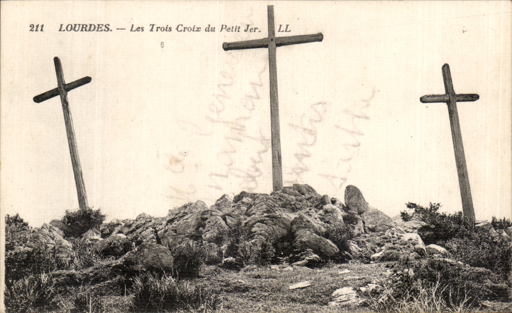 CPA Lourdes Three Crosses of Small Jer