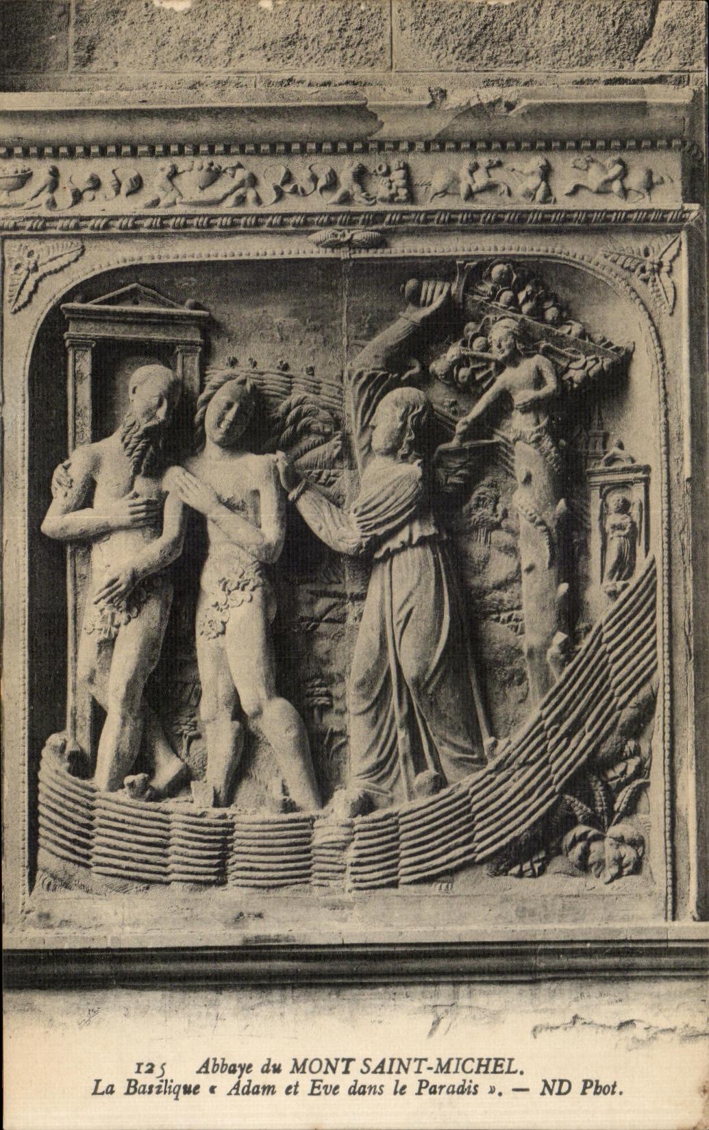 CPA Abbey of Mont Saint Michel the Basilica Adam and Eve in the Paradise