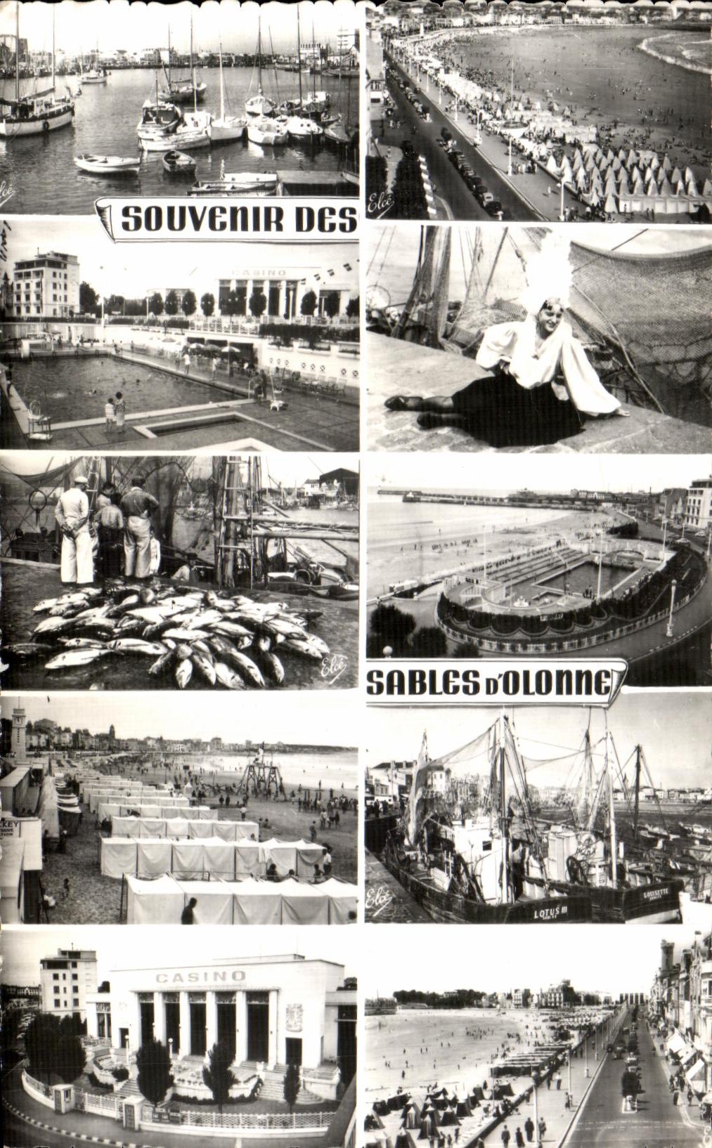 CPA Sables d'Olonne the port the embankment and the beach tunas on the quay