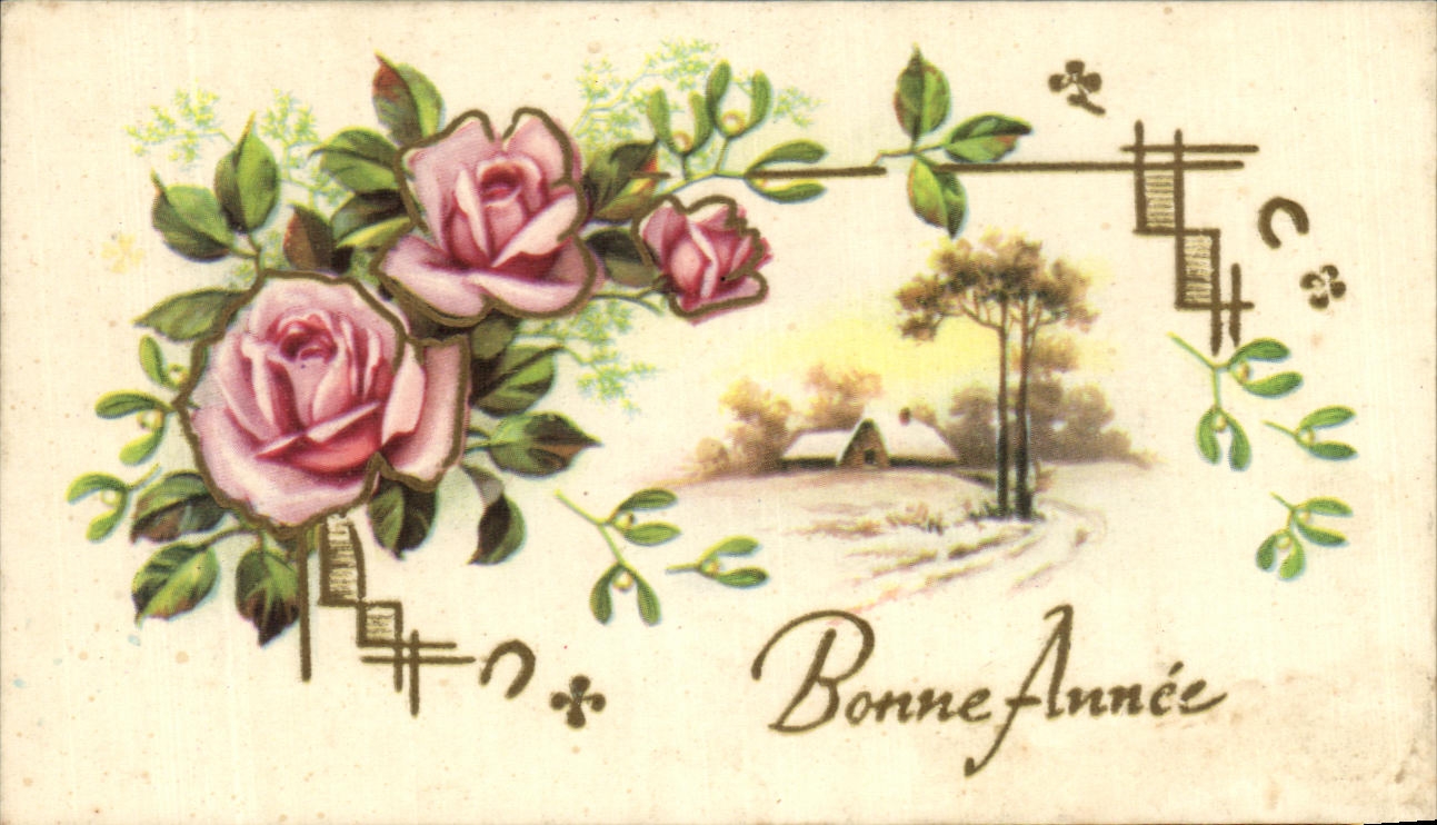 La fantasia de CPA florece Feliz Ano Nuevo