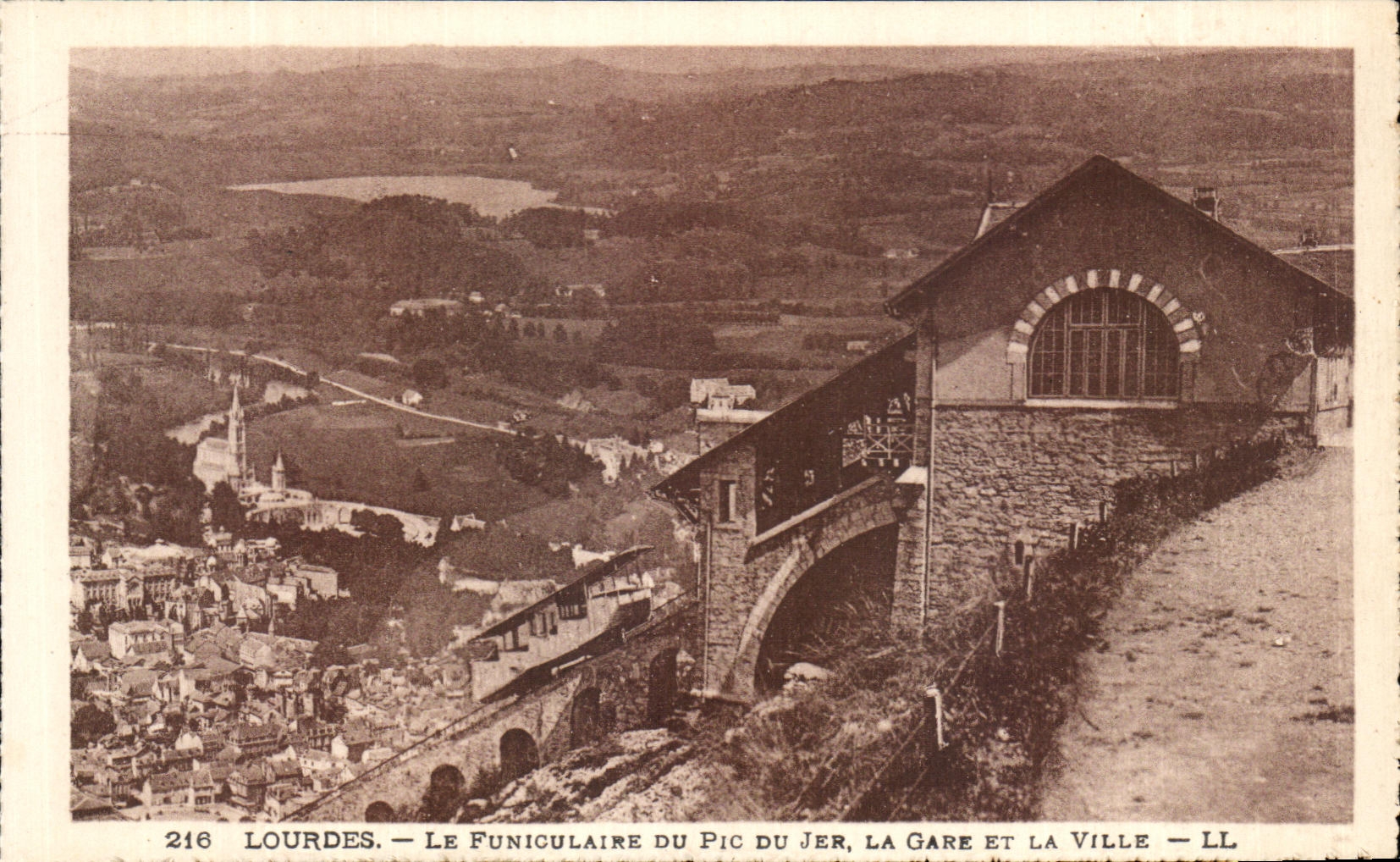 CPA Lourdes the Funicular Of the Peak Of Jer Train station And the City