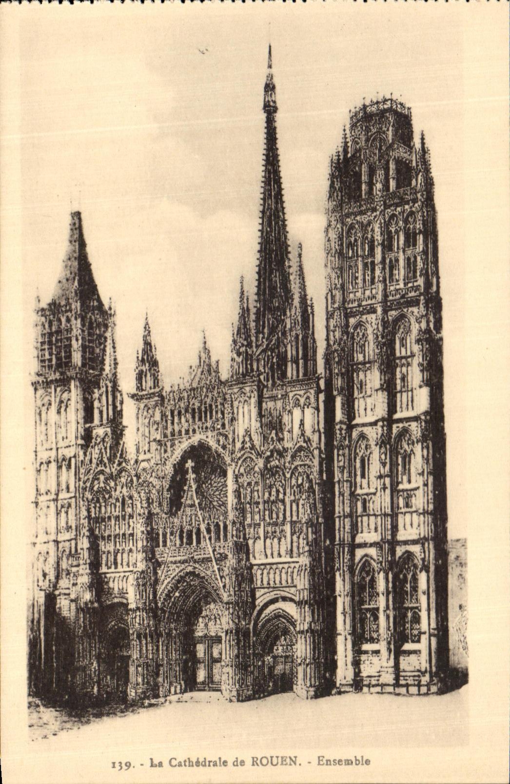CPA the Cathedral of Rouen Together