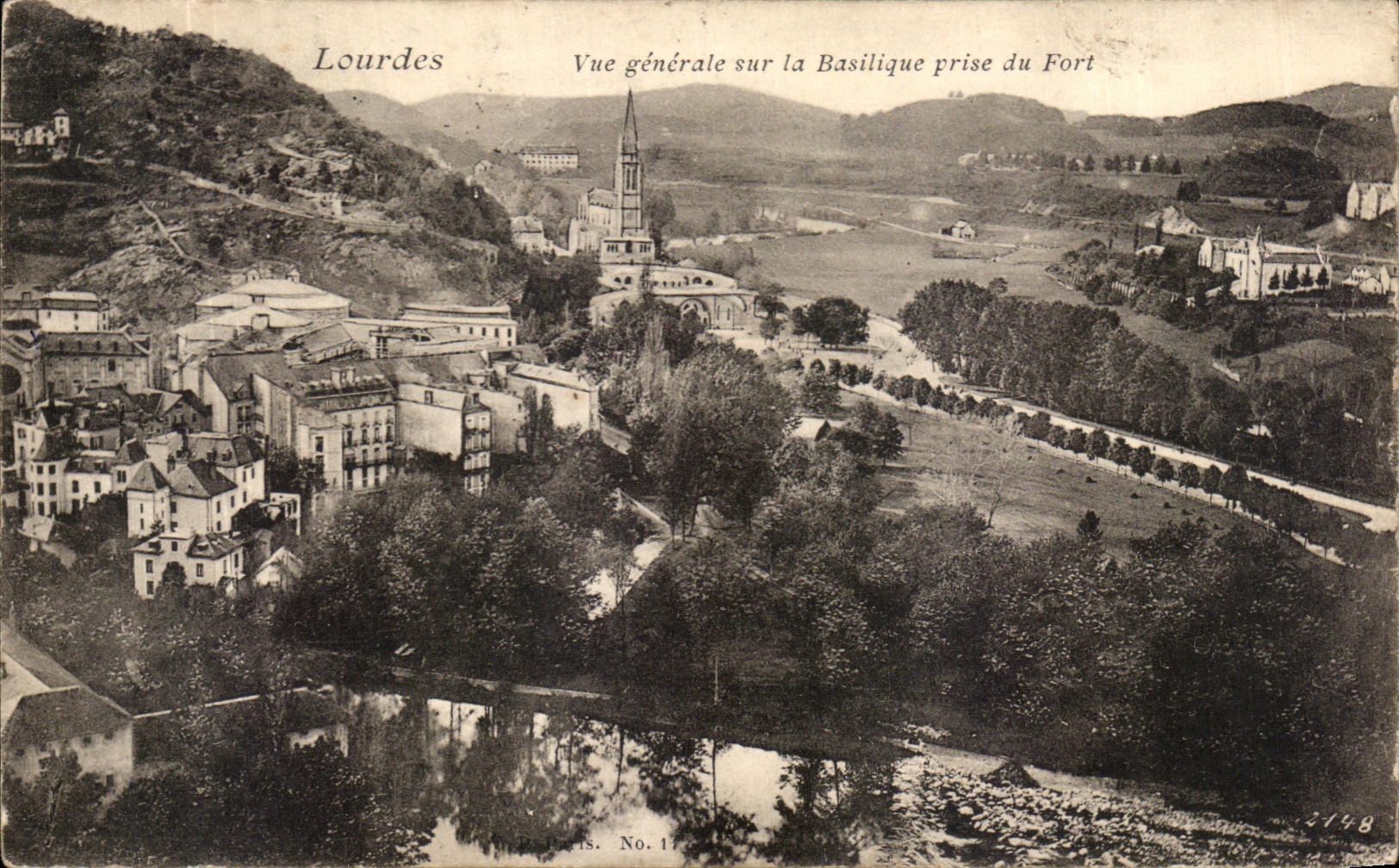 CPA Lourdes View on the Basilica taken of Fort