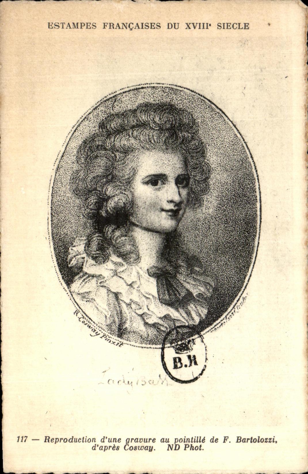 CPA Estampes Francaises du 18eme Lady Bath Bartolozzi cosway