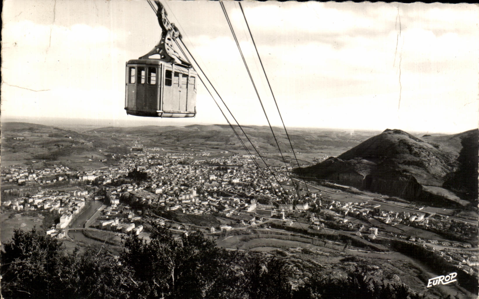 CPSM Lourdes Cable car of Beout Seen on the city