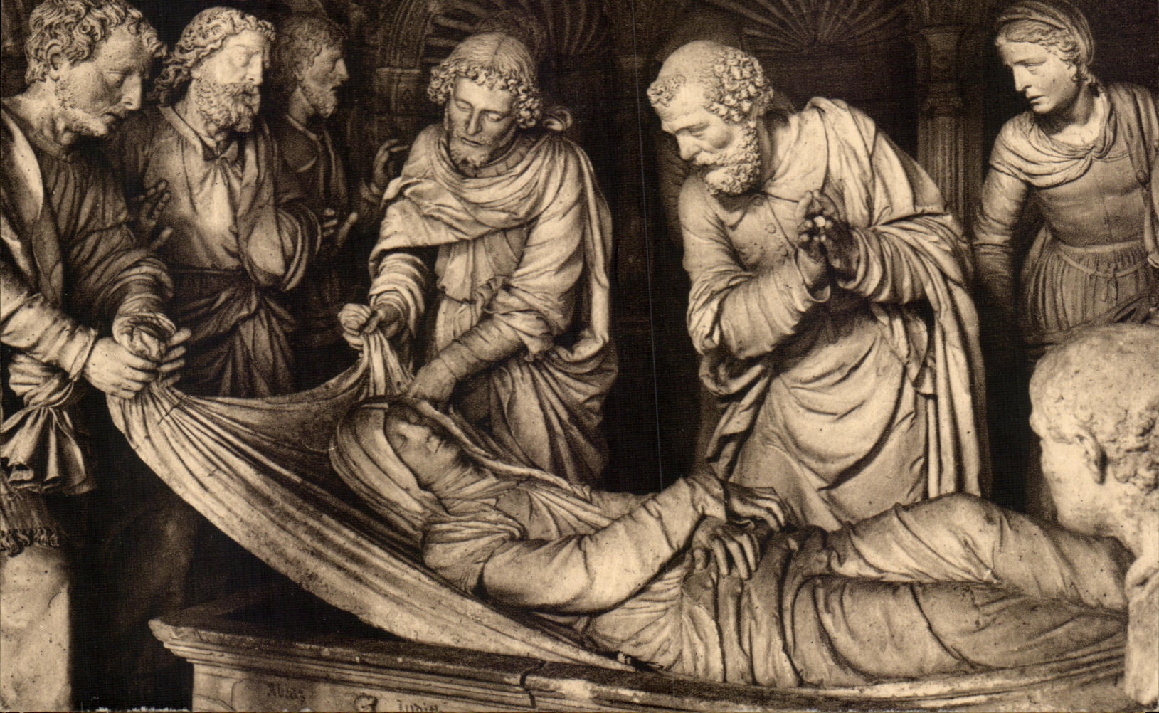 CPA the Saints De Solesmes Principal Characters With the Tomb Of the Virgin