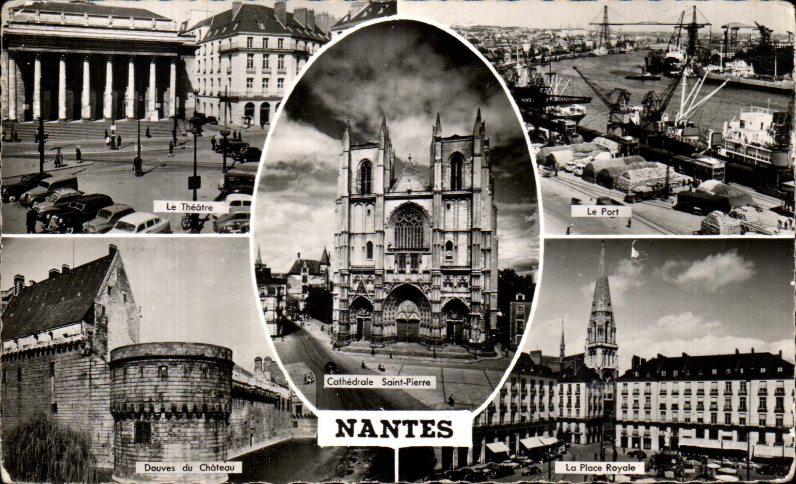 CPA Nantes Theater the port Ditches of the castle the royal Place