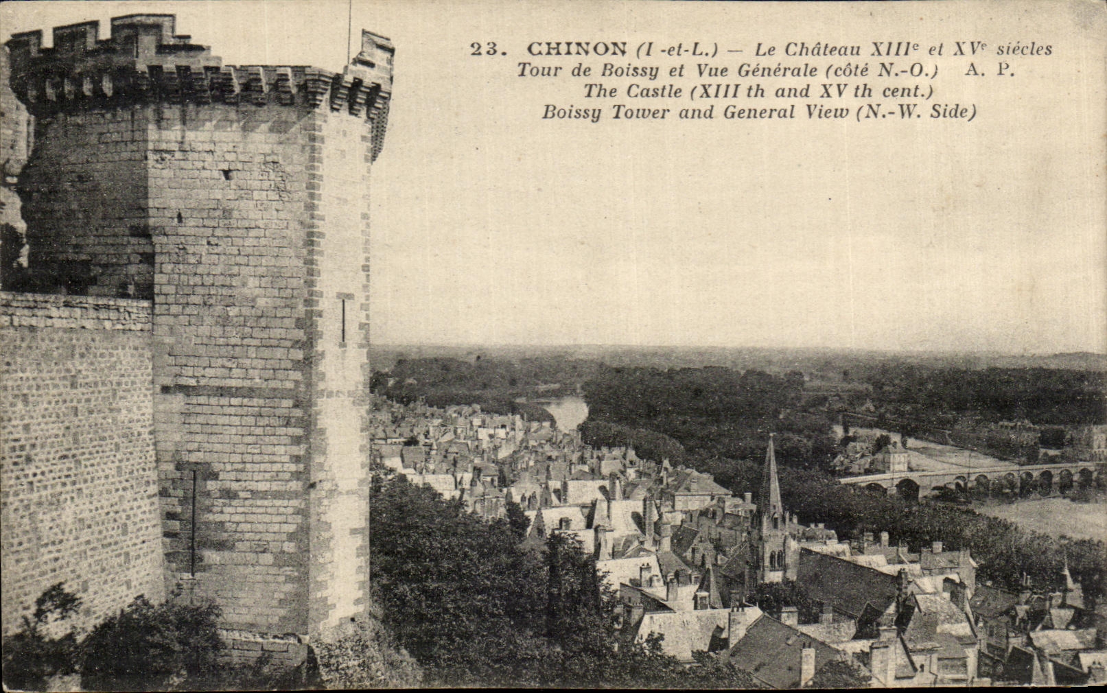 CPA Chinon the Castle Turn of Boissy and View