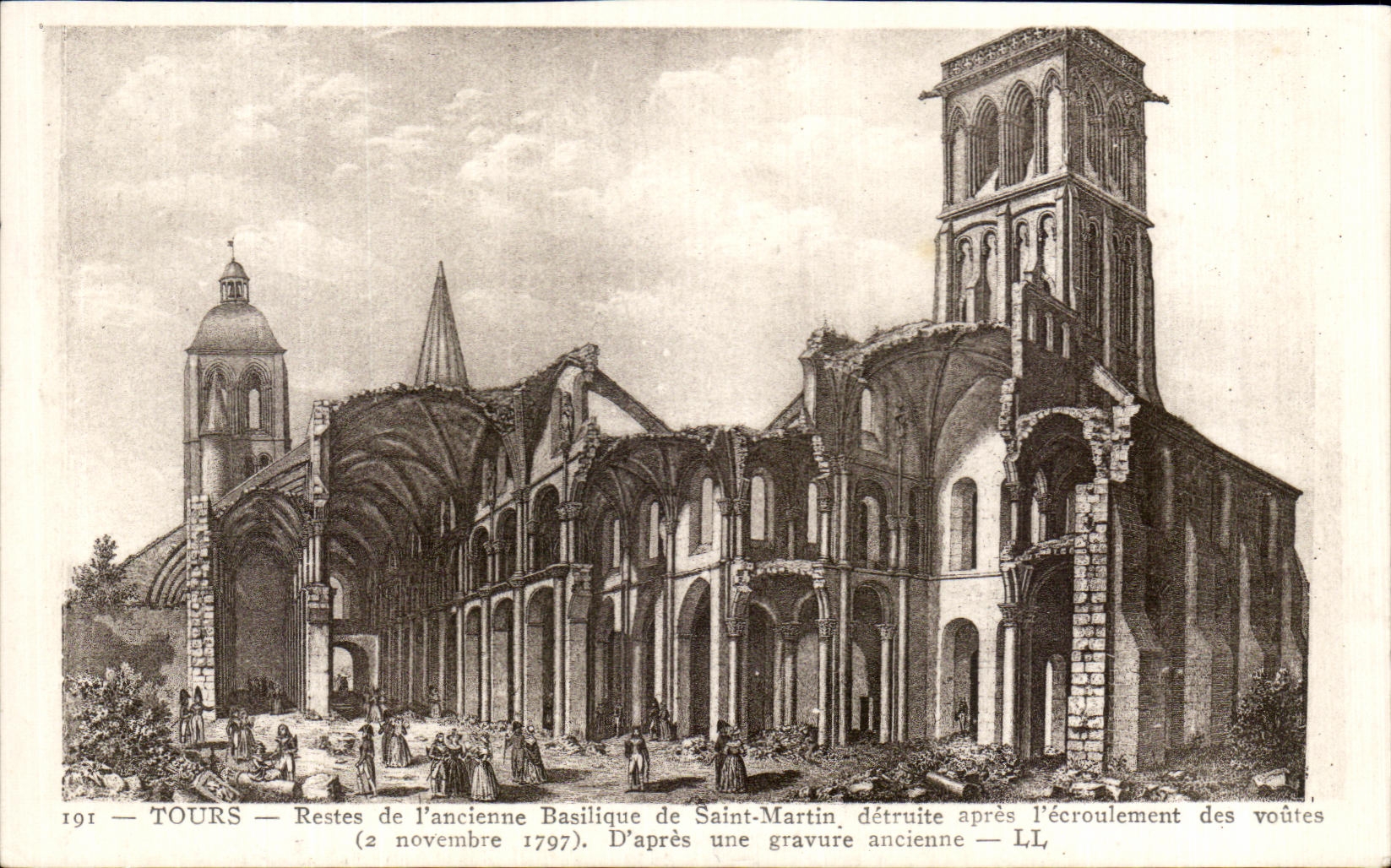 CPA Tours Restes de l'ancienne Basilique de Saint Martin detruite apres l'Ecroulement des voutes