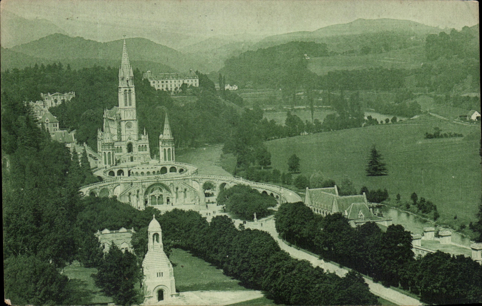 CPA Lourdes Panorama taken of the Castle Fort