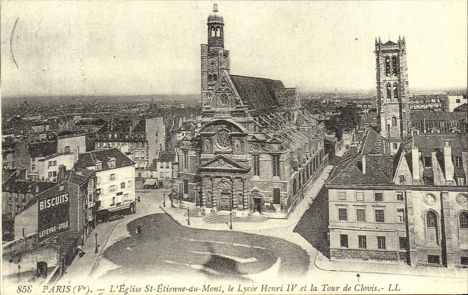REPRO Paris L'Eglise St Etienne du Mont le Lycee Henri IV et la Tour de Clovis