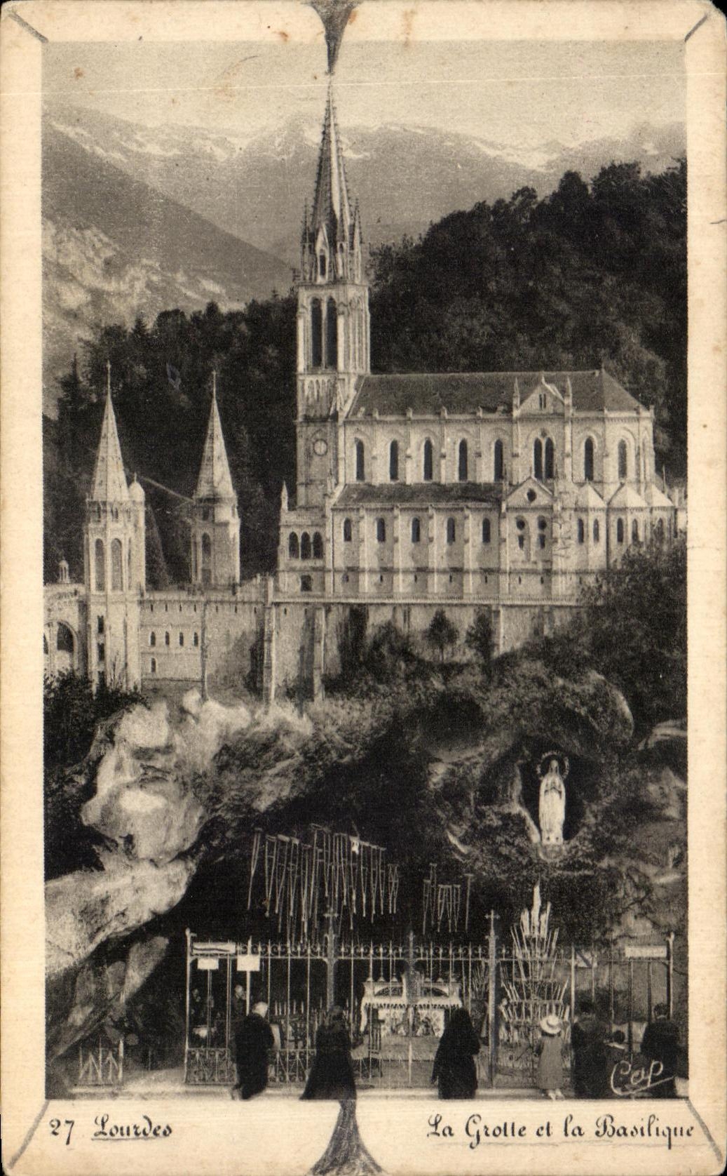 CPA Lourdes the Cave And the Basilica