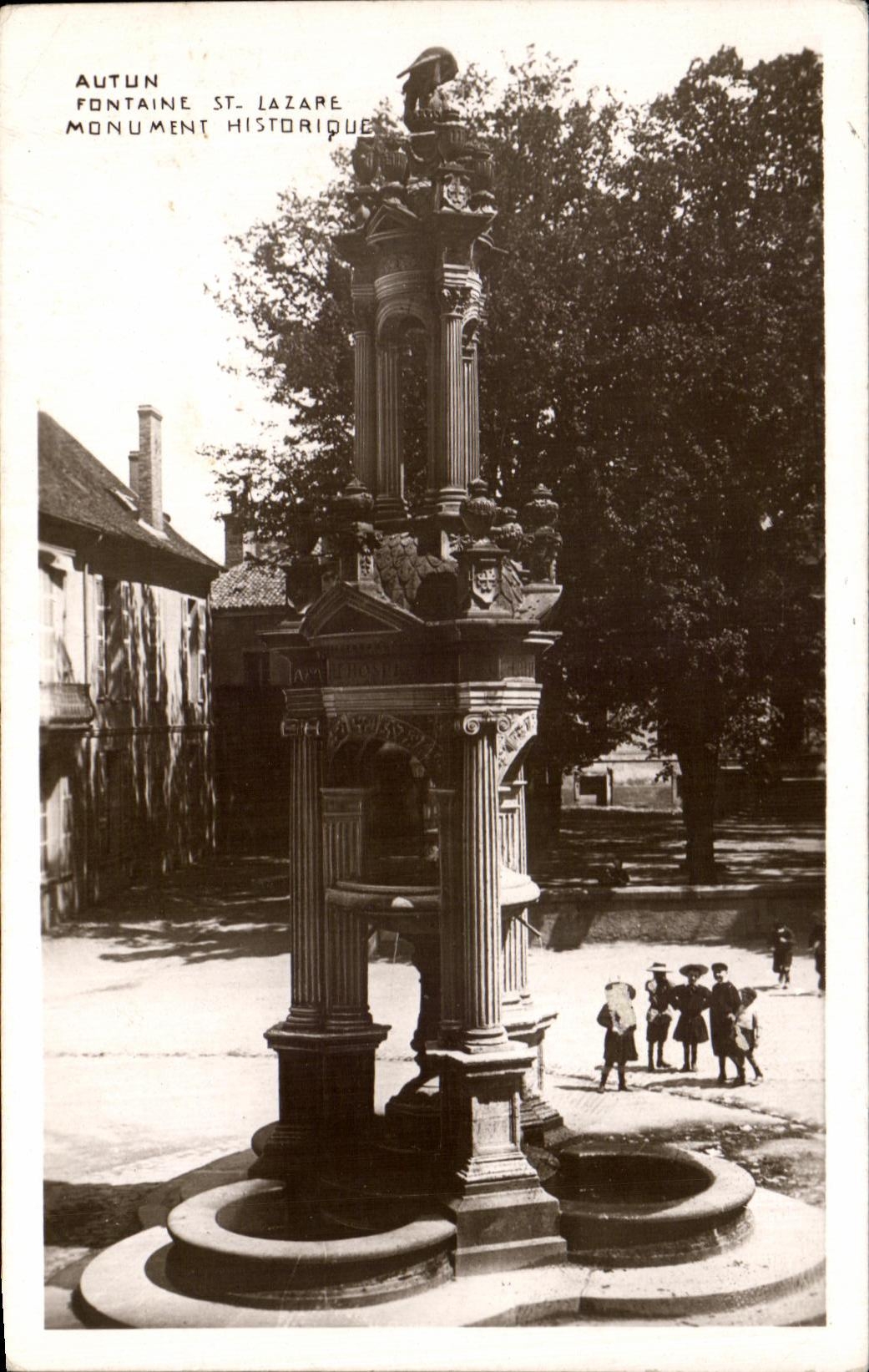 CPA Autun Fountain St Lazare Historic building