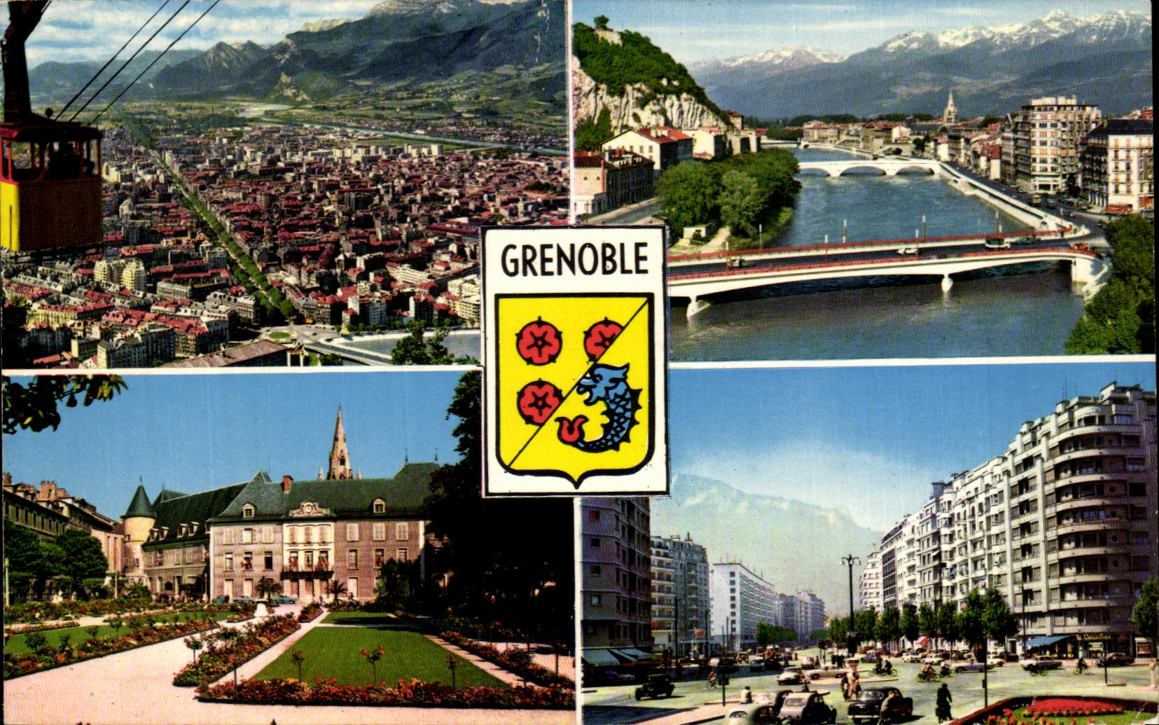 CPS the Alps natural colors Grenoble View and chains of Belledonne Teleferique of the Bastille Garden of