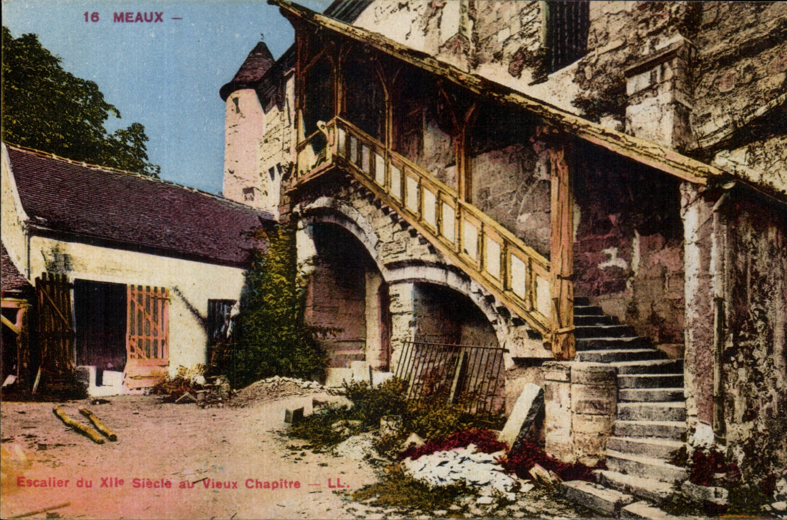 CPA Meaux Staircase of the 12th Century in the Old Chapter