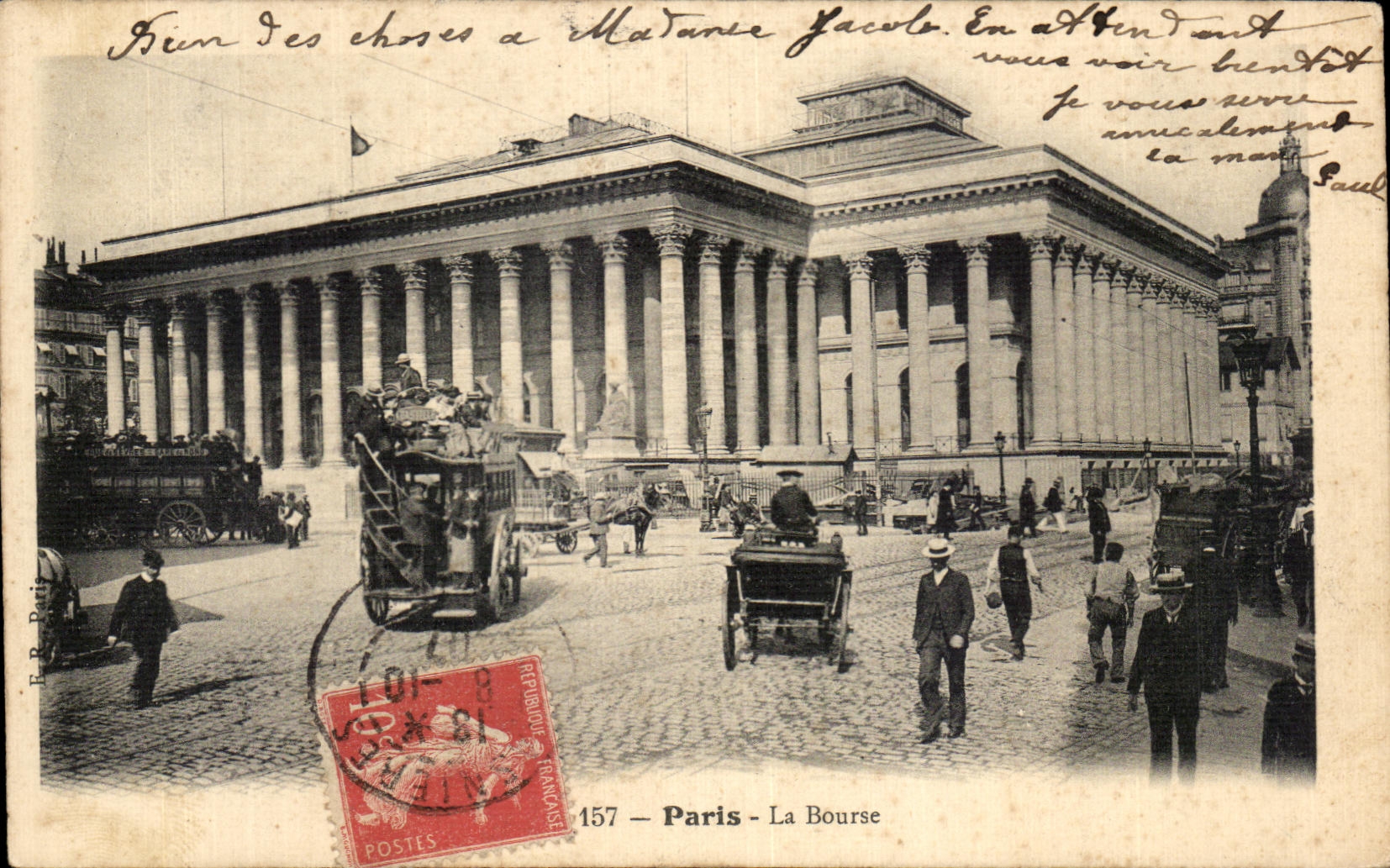 CPA Paris the Stock Exchange Double decker bus