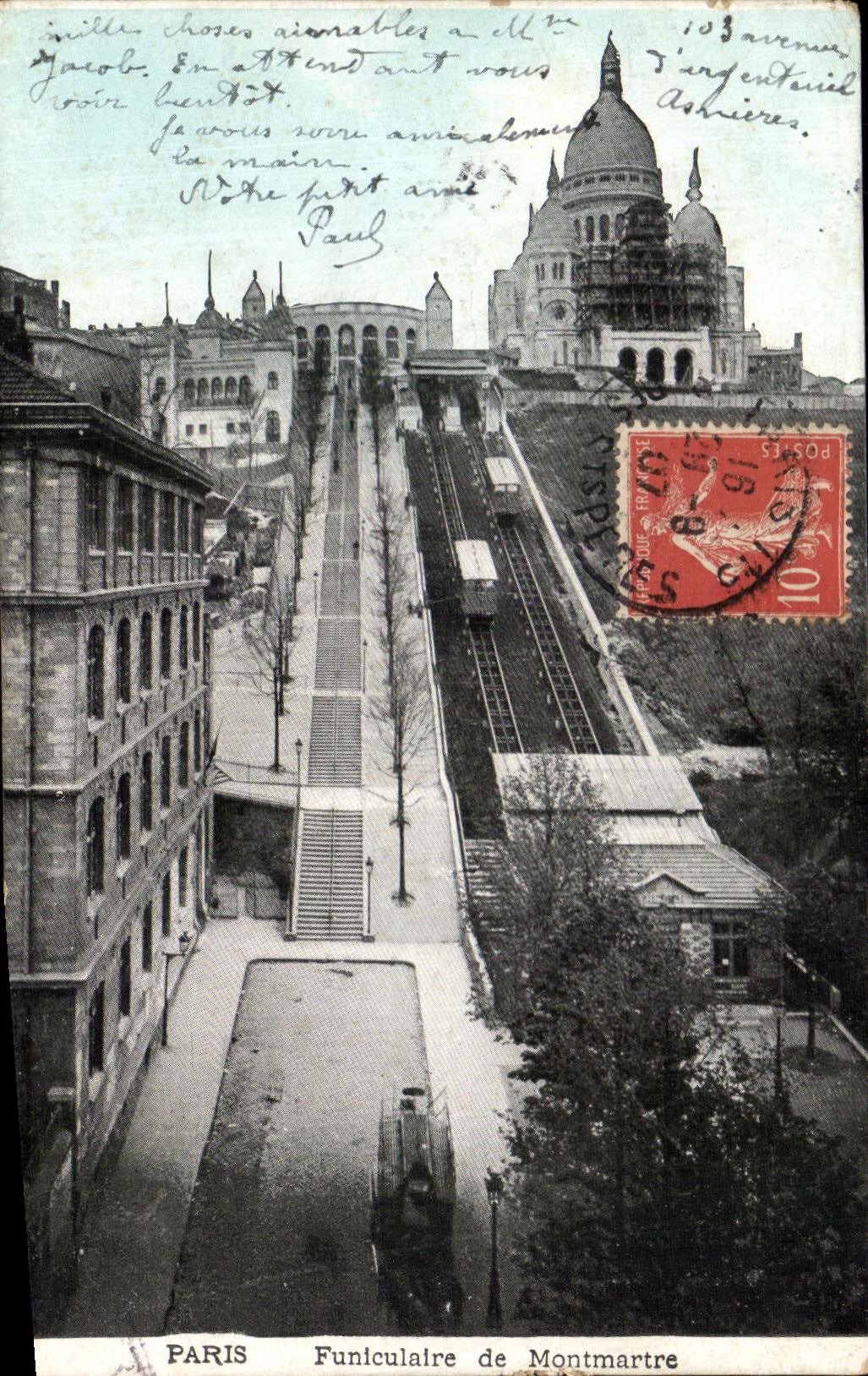 CPA Paris Funiculaire of Montmartre Crowns Heart