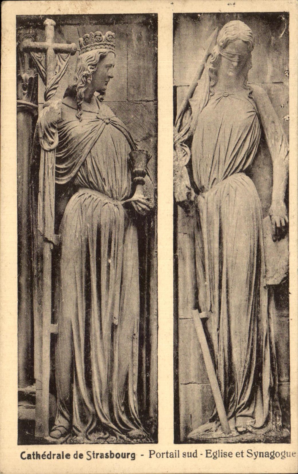 CPA Cathedral of Strasbourg southern Gate Church and Synagog