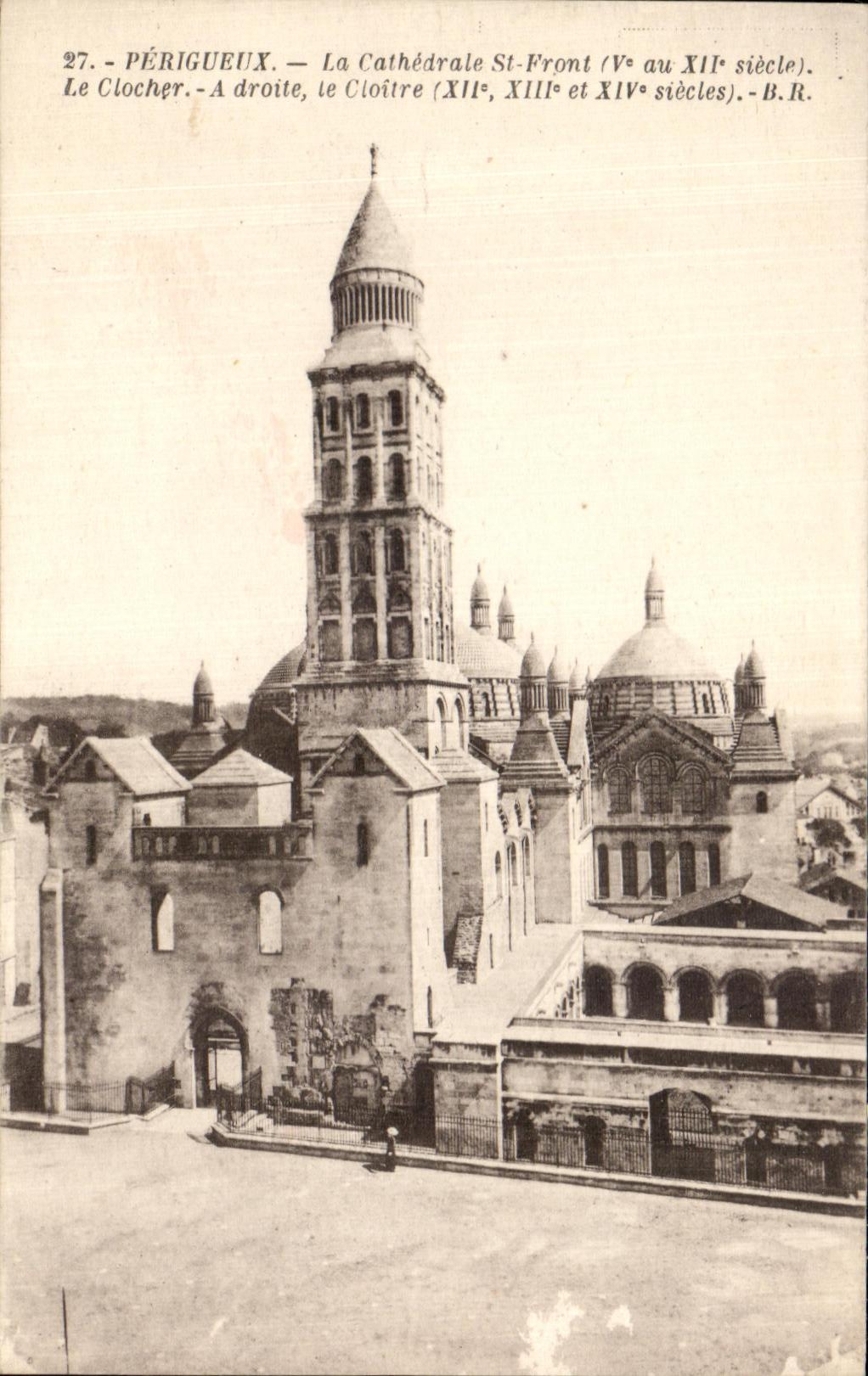 CPA Perigueux la cara del St de la catedral la Campana-torre a la derecha el claustro
