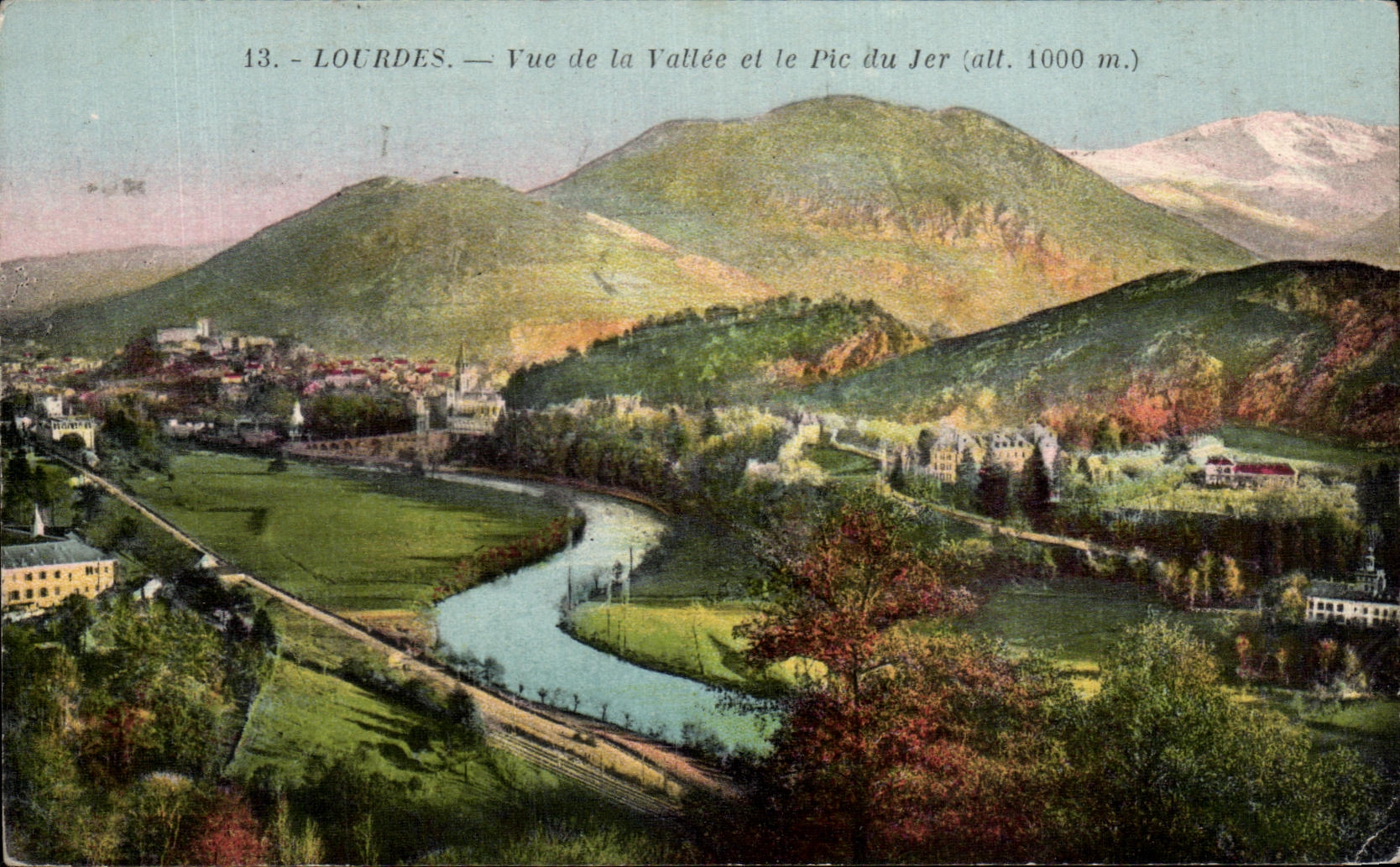 CPA Lourdes Seen of the Valley and the Peak of Jer