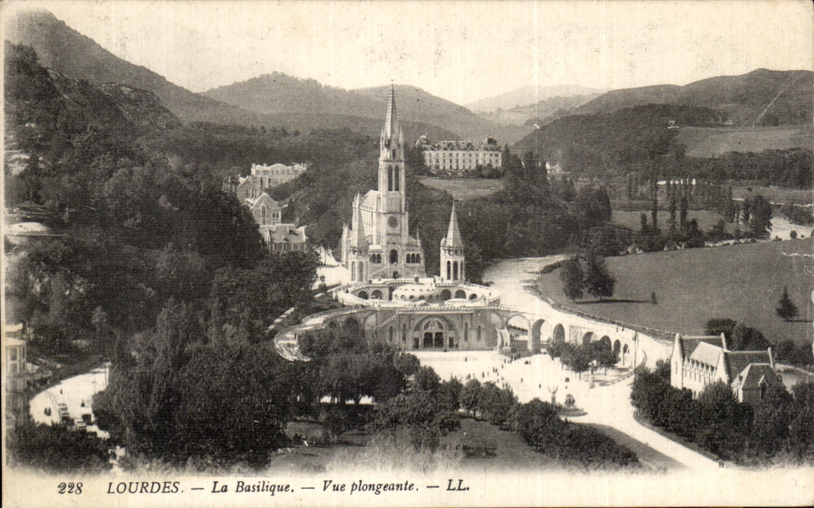 CPA Lourdes the View from above Basilica
