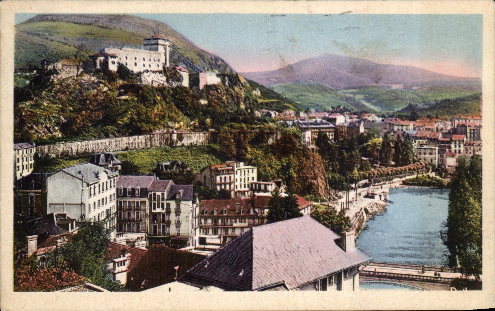 CPA Lourdes Gave of Castle Fort and the Peak of Jer