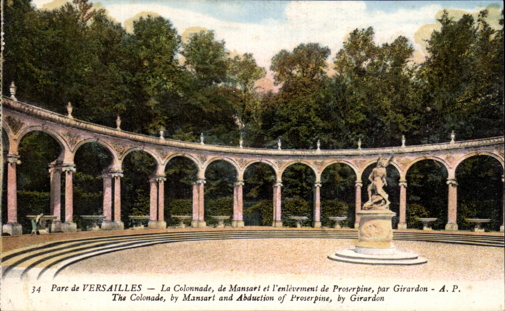 CPA Parc de Versailles La Colonnade de Mansart et I'enlevement de Proserpine par Girardon