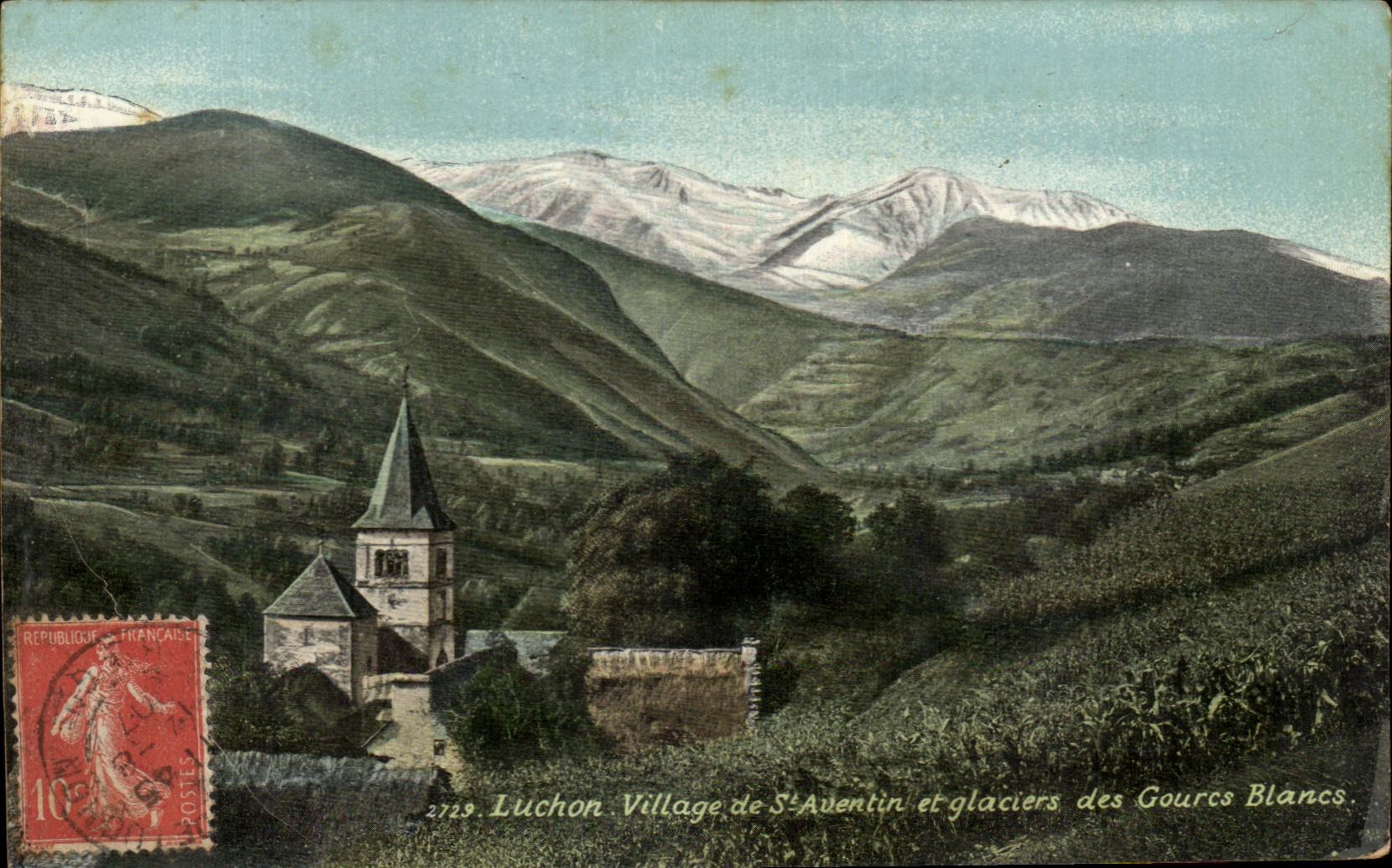 CPA Luchon Village of St Aventin and White Glaciers of Gourcs