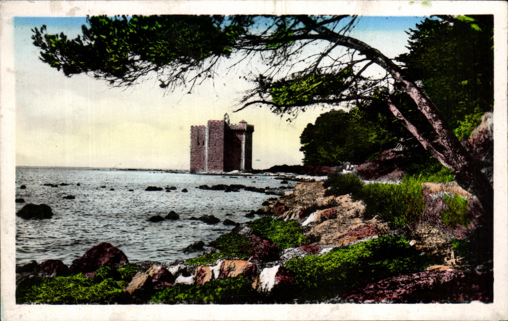 CPA Island St Honorat Old Monastery through the Pines