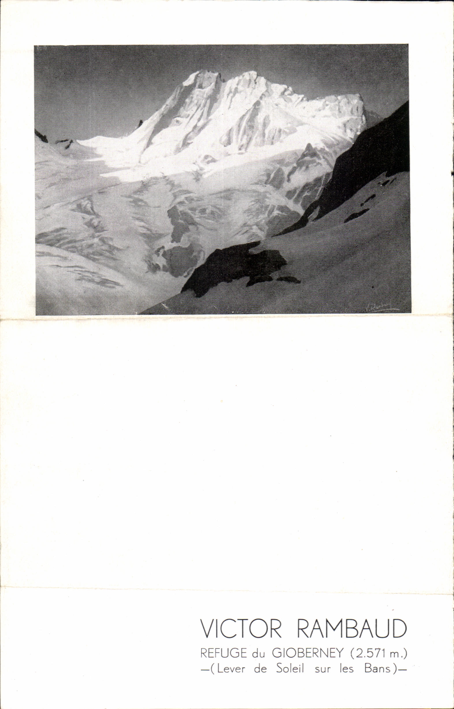 Carte format depliant Victor Ramboud Refuge du Gioberney Aime Moussier Chalets a l'Alpe d'Huez
