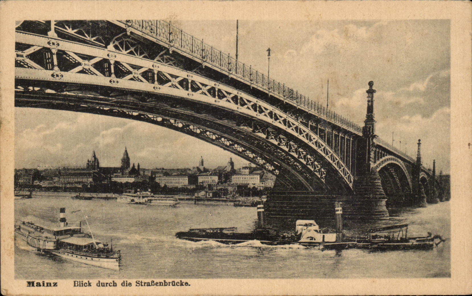 El durch de CPA Maguncia Blick muere los barcos de Strassenbrucke