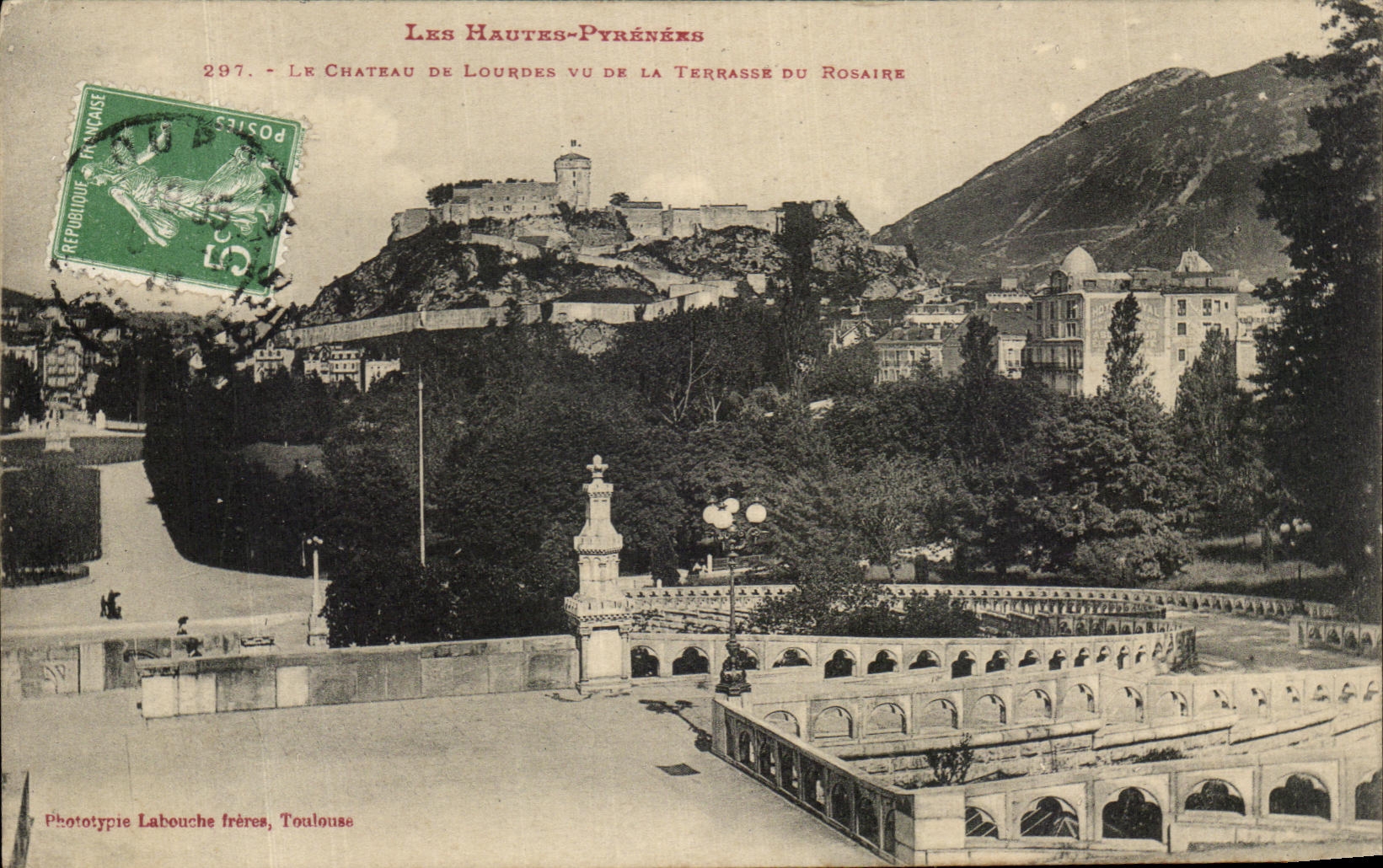 CPA the High Pyrenees the Castle Of Lourdes Seen L aTerrasse Rosary