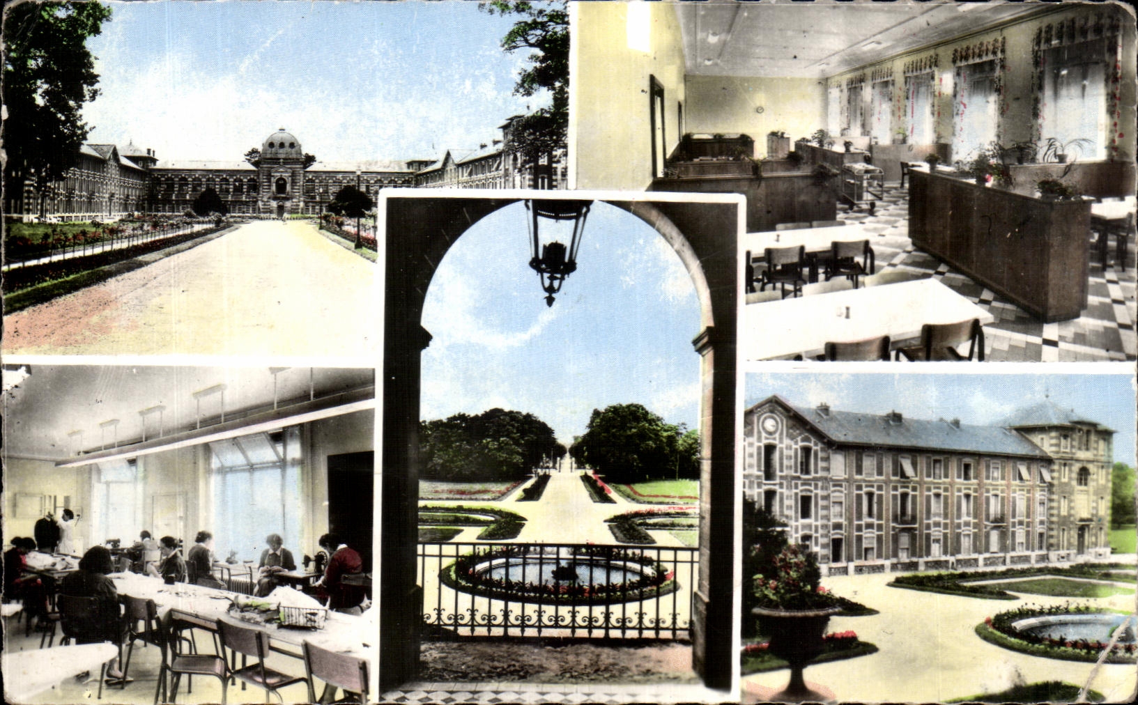 CPA National Etablissement Convalescents Of Vesinet Overall picture alley Priniciple Dining room Atelier of Seam