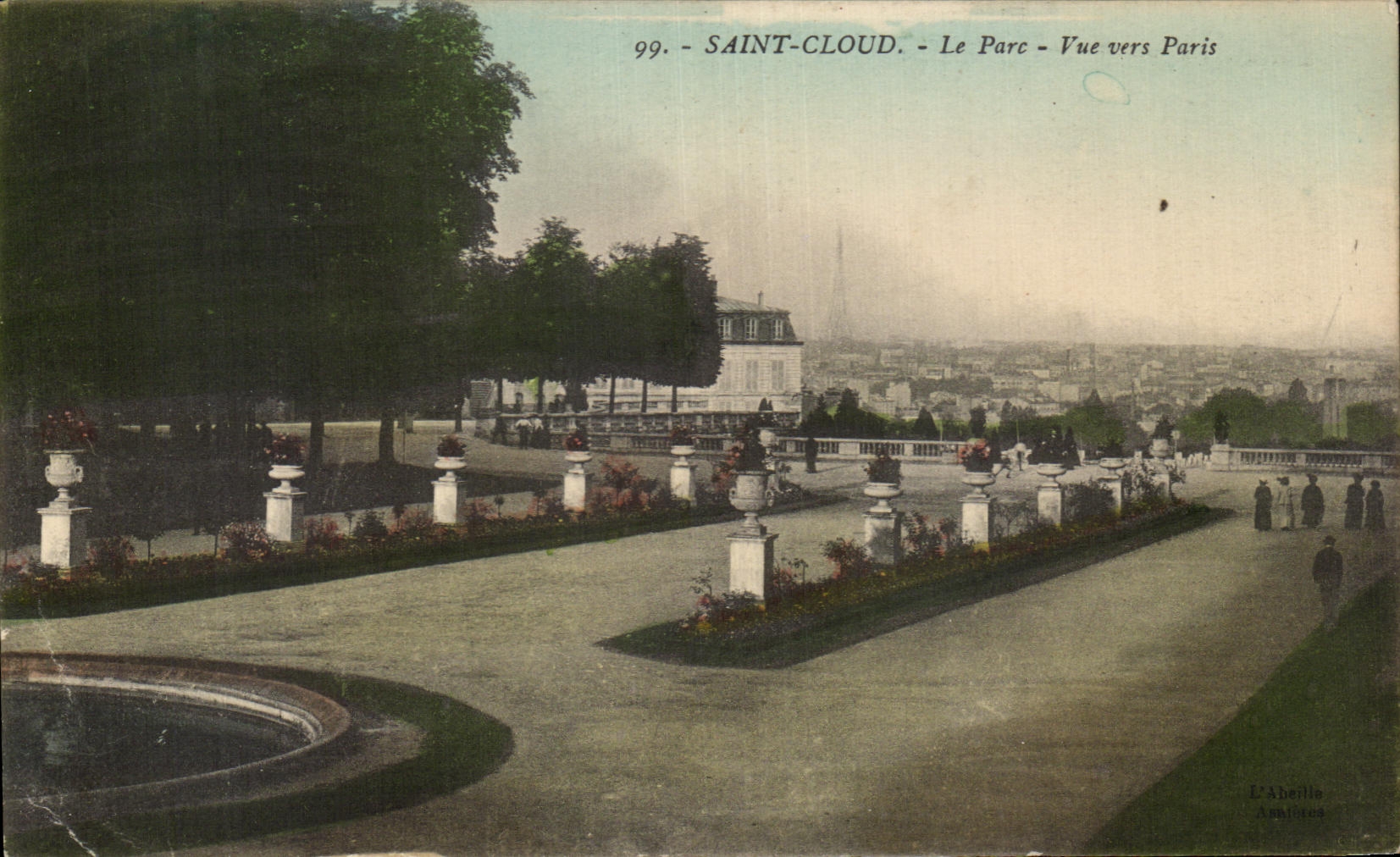 CPA Saint Cloud the Park Seen towards Paris Eiffel Tower
