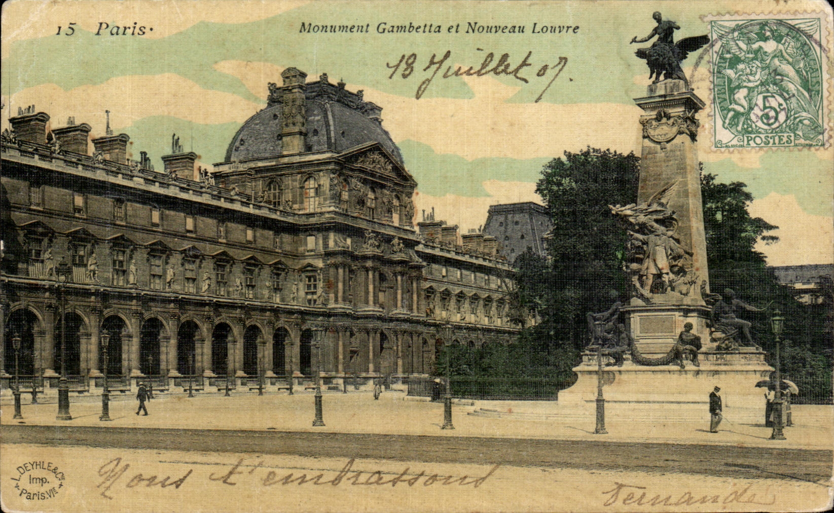 CPA Paris Monument Gambetta And Nouveau Louvre (chart toilee)