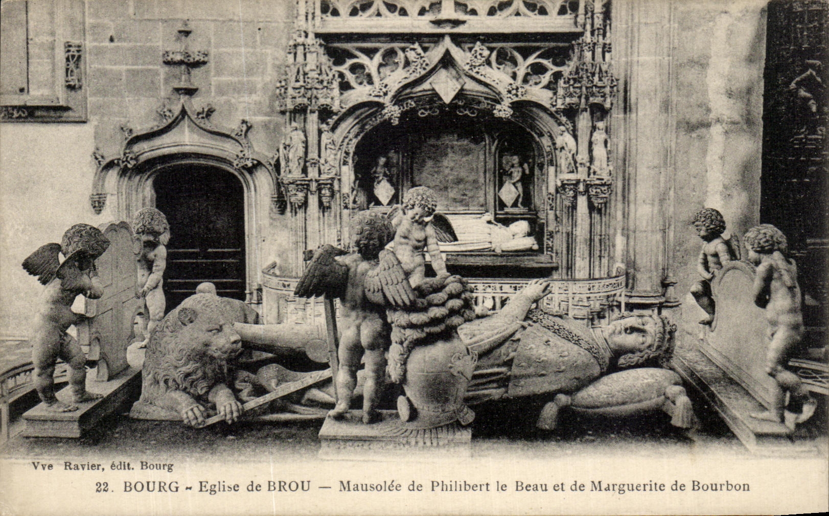 CPA Borough Church Of Husks Mausoleum De Philibert Beautiful And Of Marguerite de Bourbon Angels