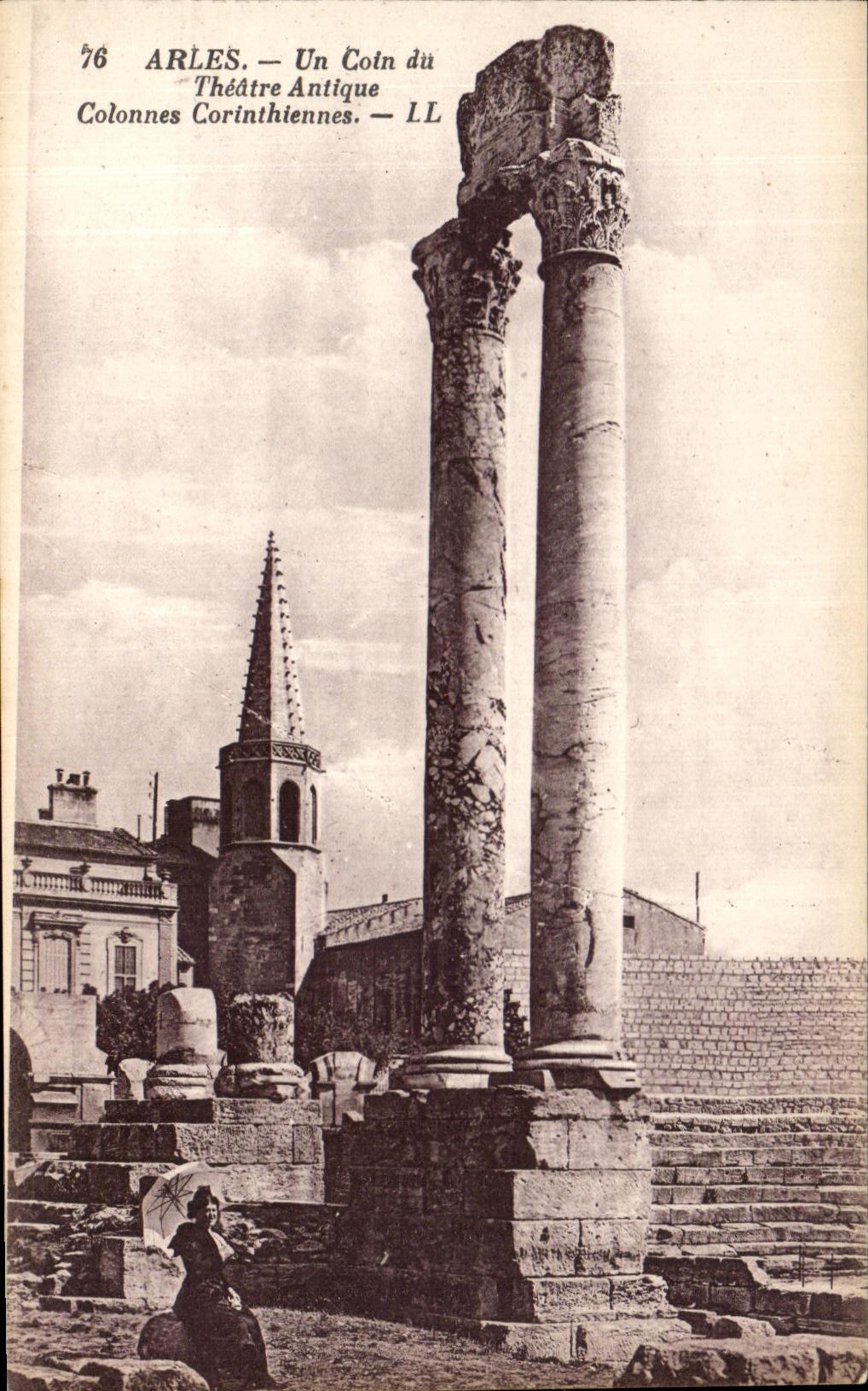 CPA Arles a Corner Of the Ancient Theater Corinthian Columns