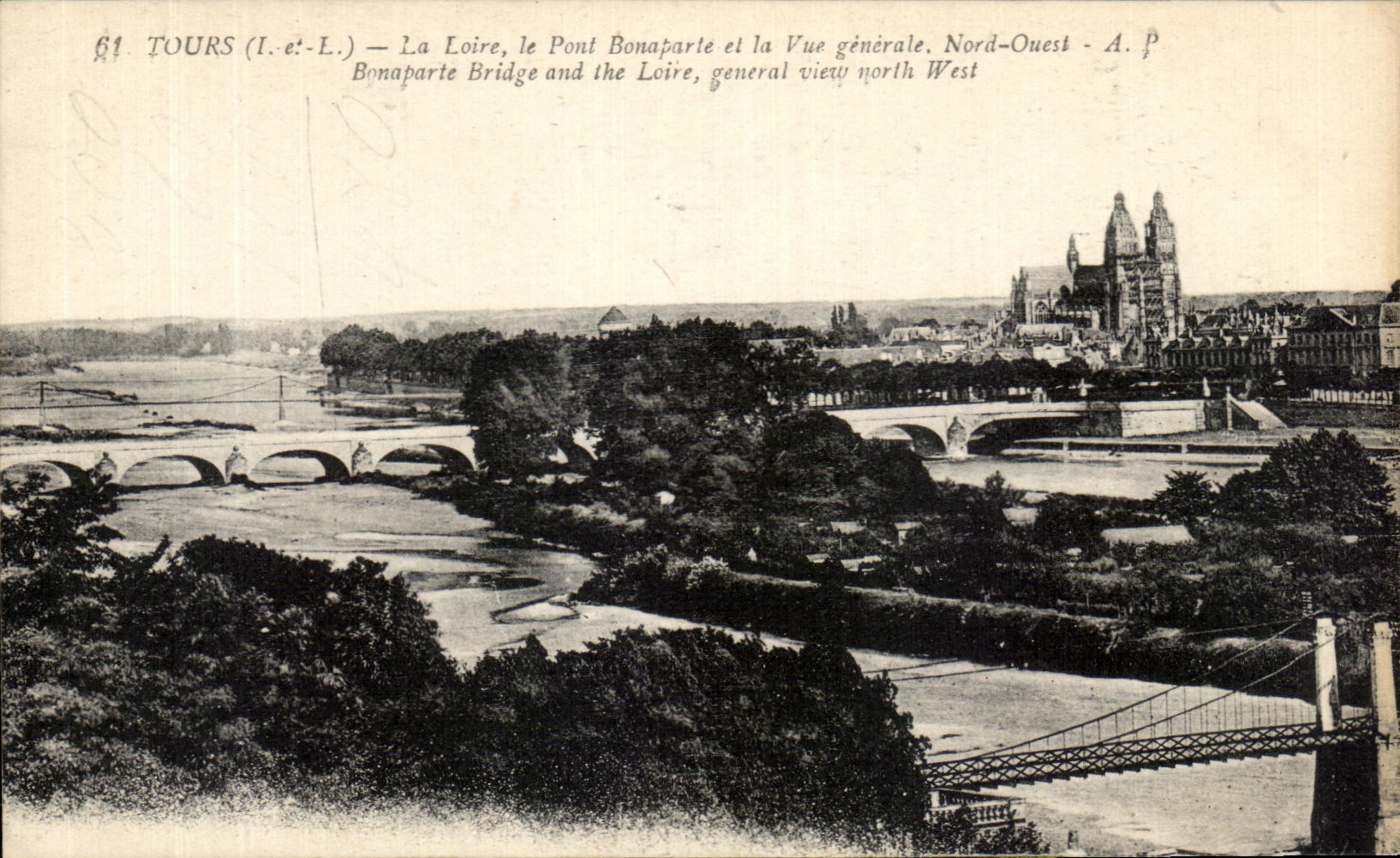 CPA Tours La Loire le Pont Bonaparle et la Vue generale Nord Ouest