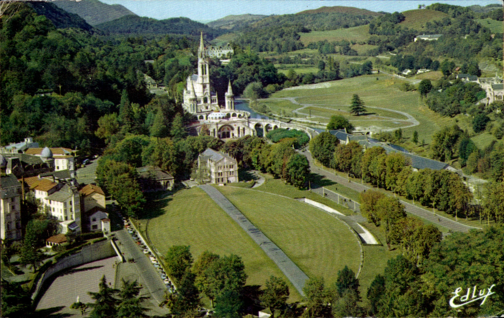 CPSM Lourdes the Basilica and the Underground Basilica St Ple